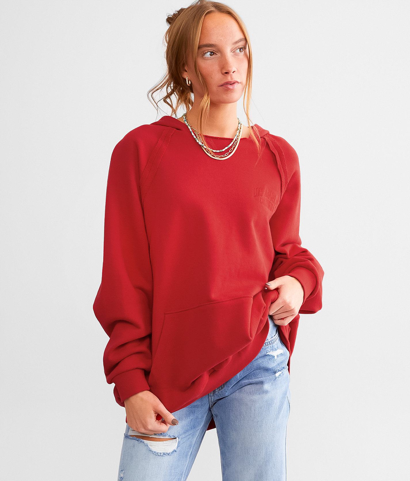 FITZ + EDDI Oversized Hoodie - One Size - Women's Sweatshirts in Red
