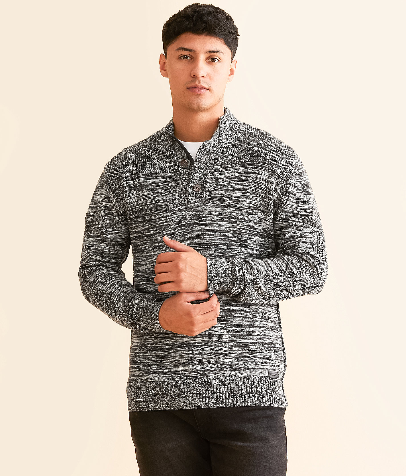 Outpost Makers Mixed Yarn Henley Sweater - Men's Sweaters in Platinum Heather Combo