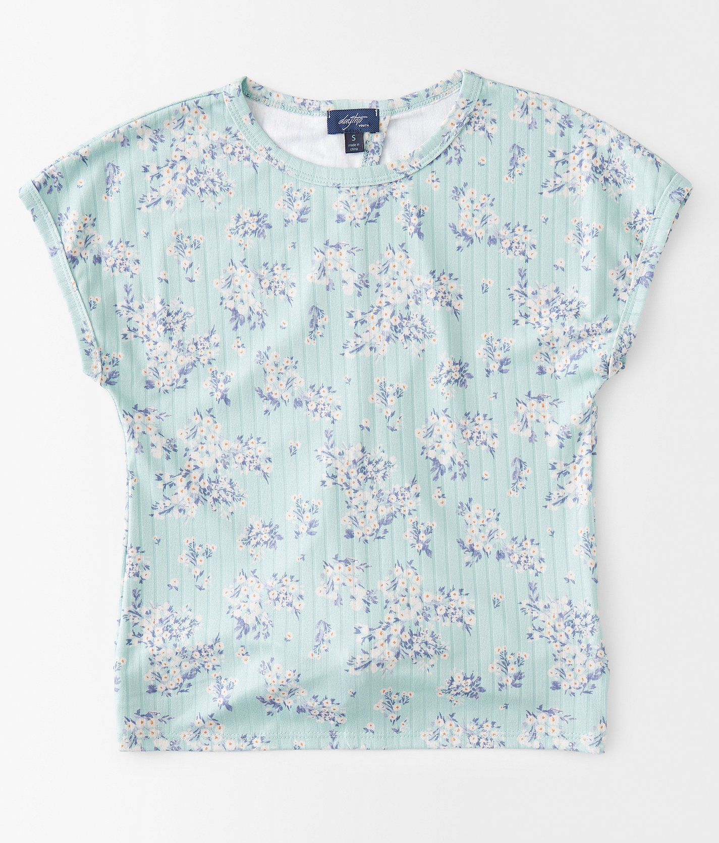 Girls - Willow & Root Floral Ribbed Top - Girl's Shirts & Blouses in Blue
