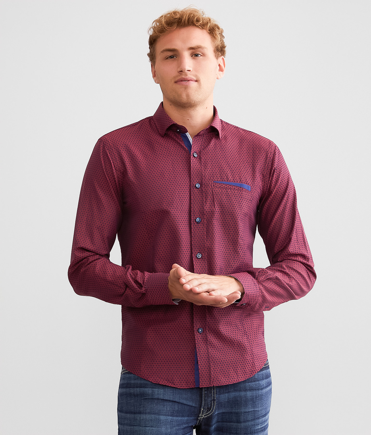 Eight X Diamond Shirt - Men's Shirts in Burgundy