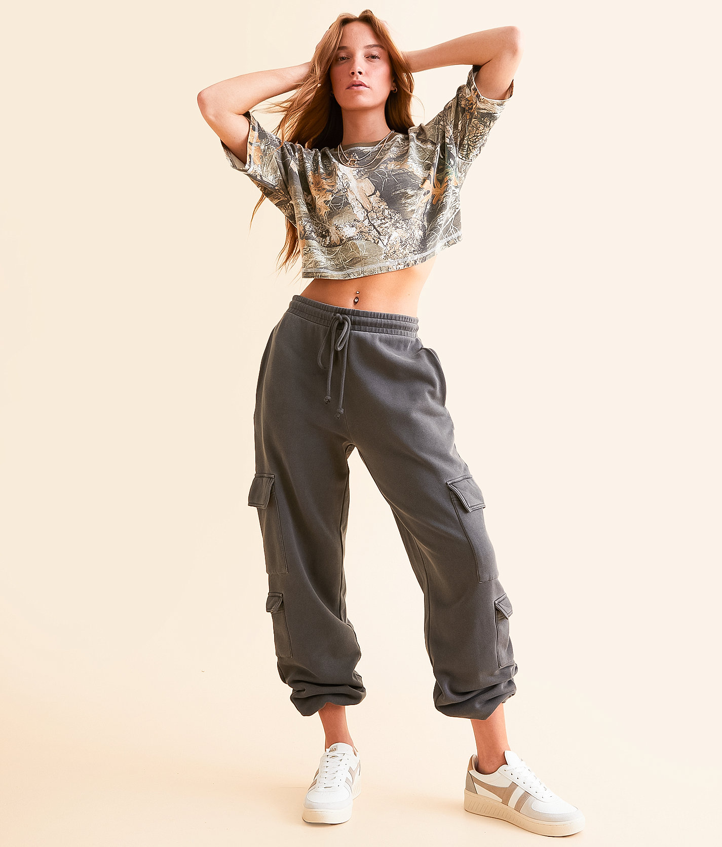 Gilded Intent Washed Cargo Pant - Women's Sweatpants in Charcoal