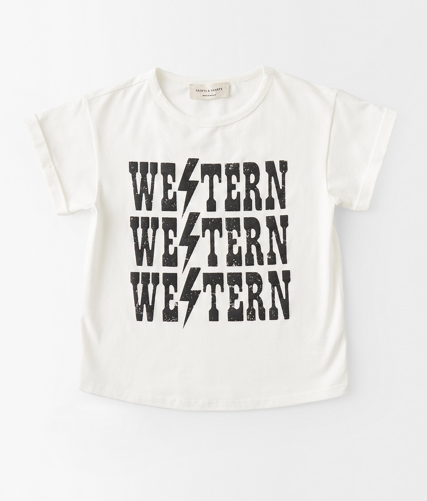 Girls - Saints & Hearts Western Repeat T-Shirt - Girl's T-Shirts in Cream