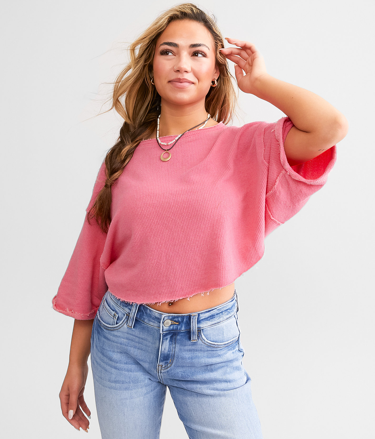 Free People Off My Mind Cropped T-Shirt - Women's T-Shirts in Pinky Promise
