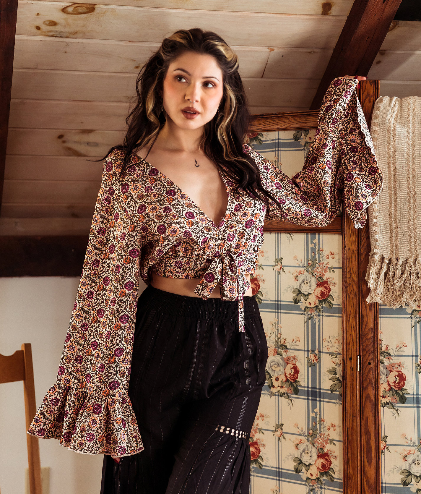 Gimmicks Floral Wrap Top - Women's Shirts & Blouses in Multi