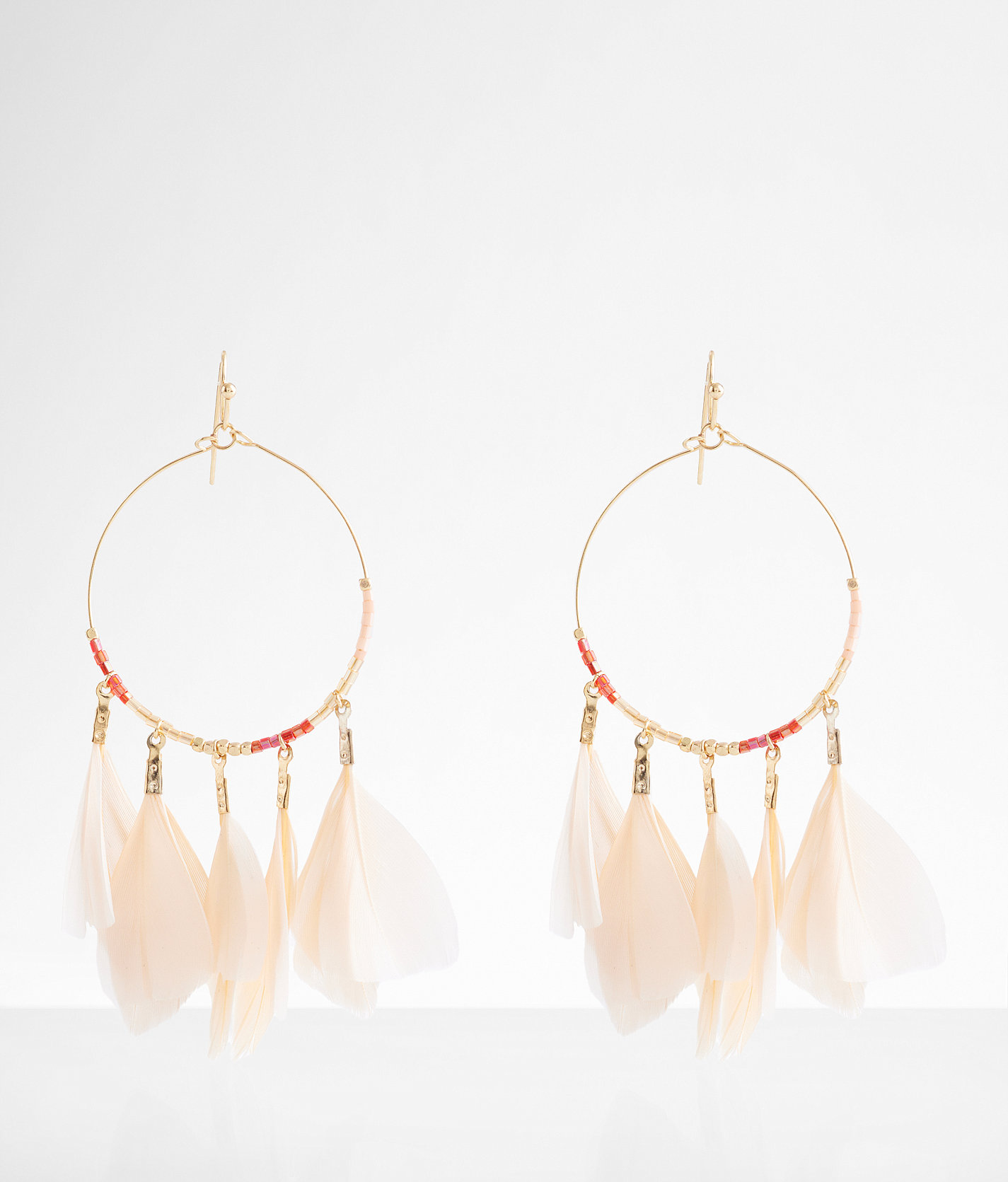 boutique by BKE Feather Hoop Drop Earring - Women's Jewelry in Gold
