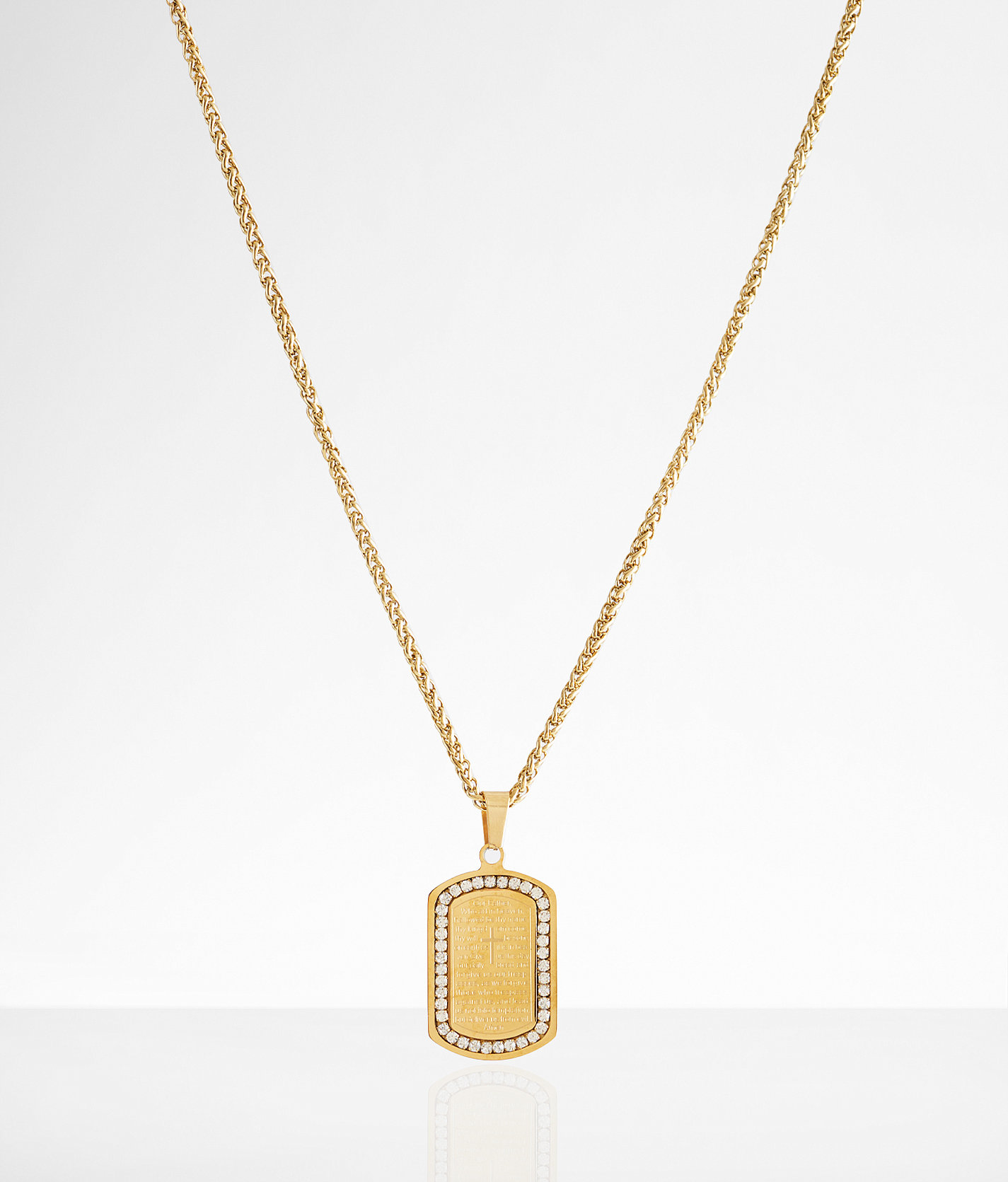 BKE Lord's Prayer Rhinestone 23" Necklace - Men's Jewelry in Gold