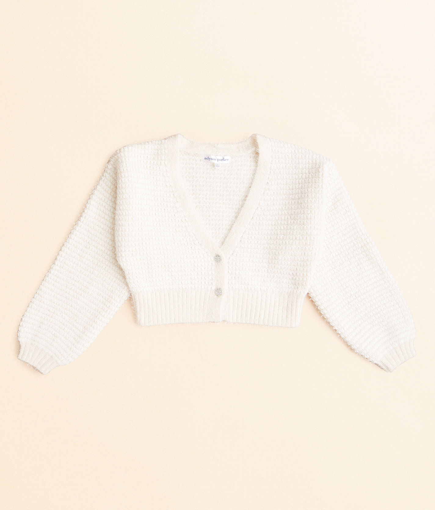 Girls - adyson parker Eyelash Cropped Cardigan Sweater - Girl's Sweaters in Cream