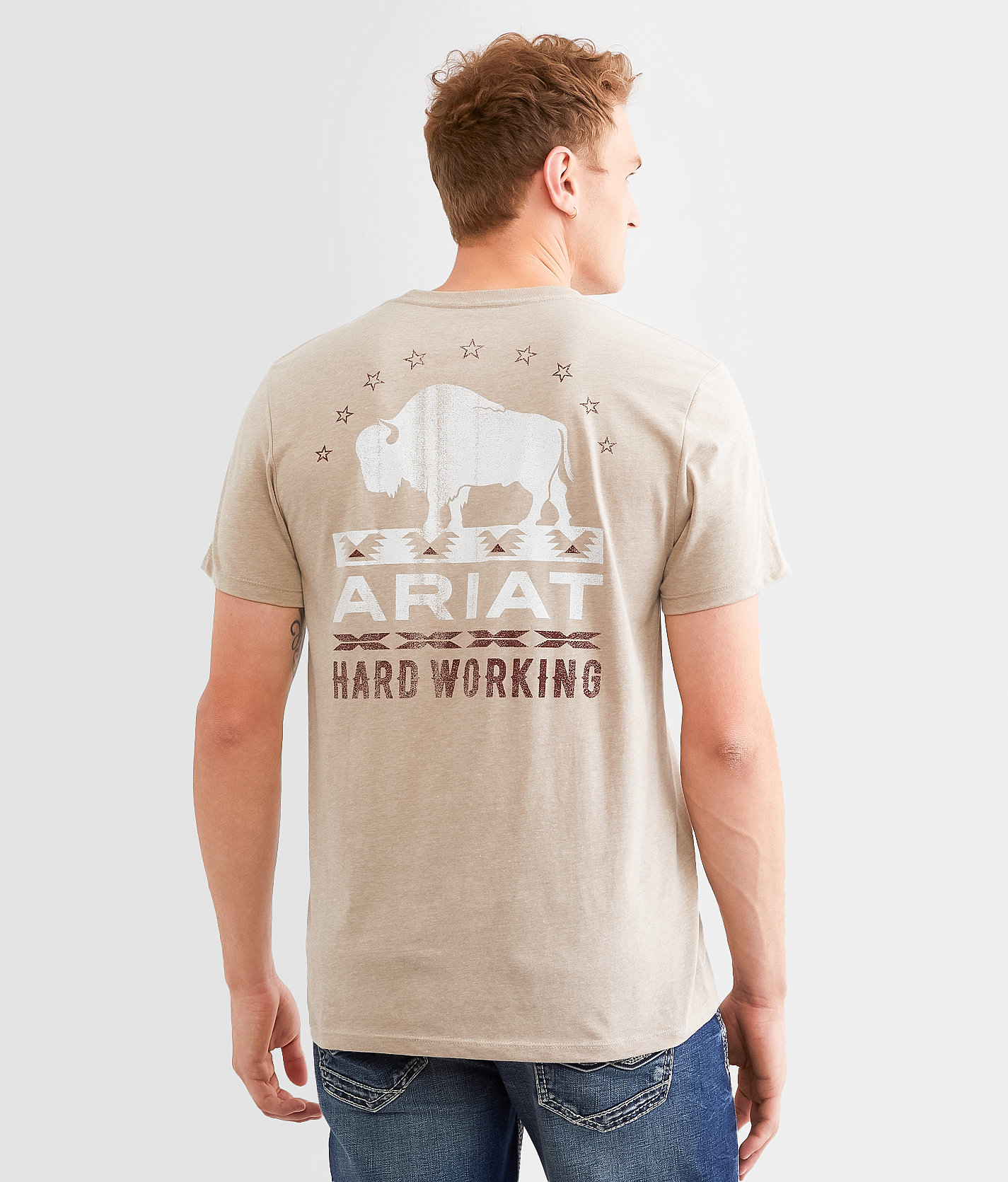 Ariat Hard Working Buffalo T-Shirt - Men's T-Shirts in Brindle Heather