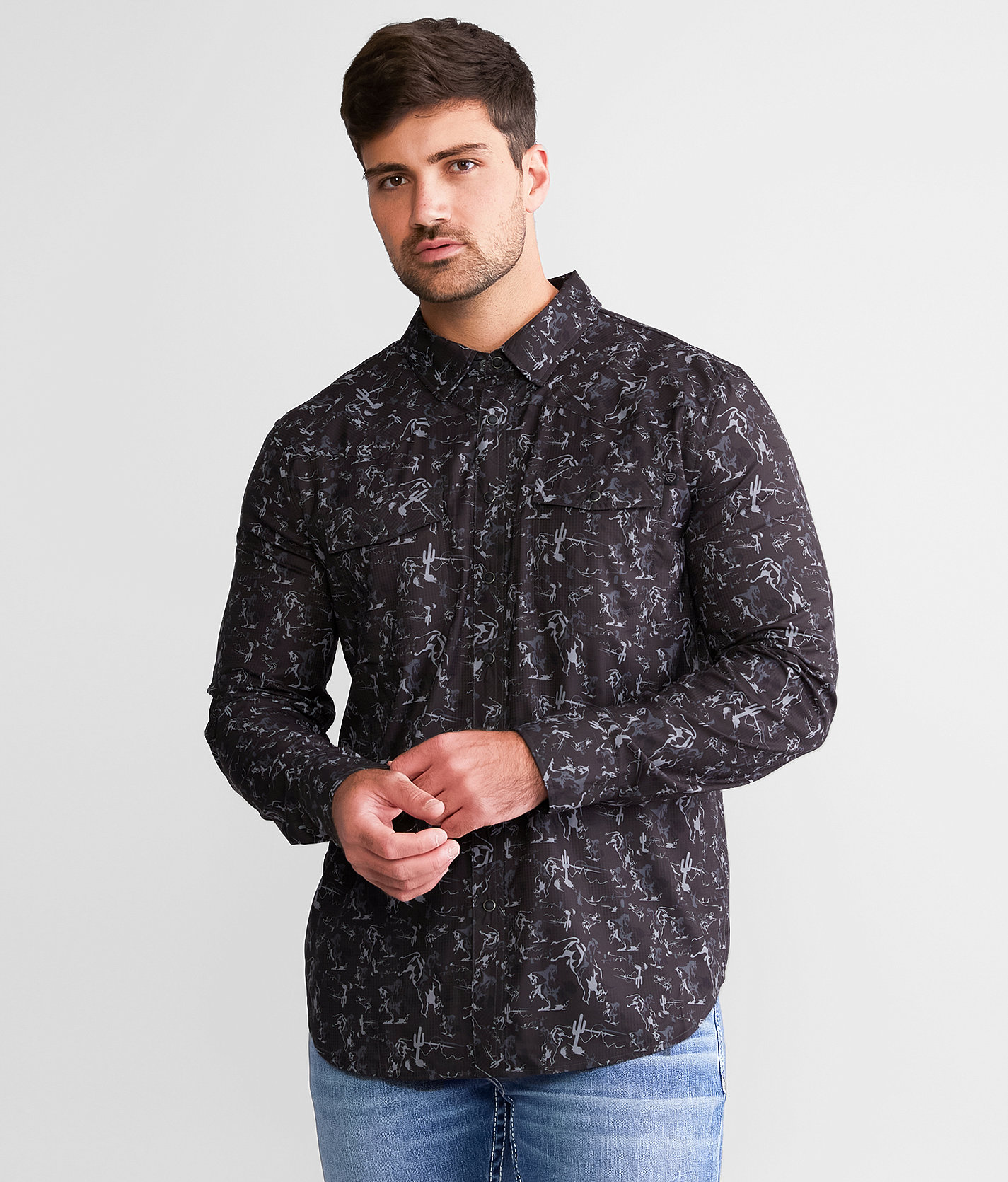 Rock & Roll Denim Western Performance Shirt - Men's Shirts in Charcoal