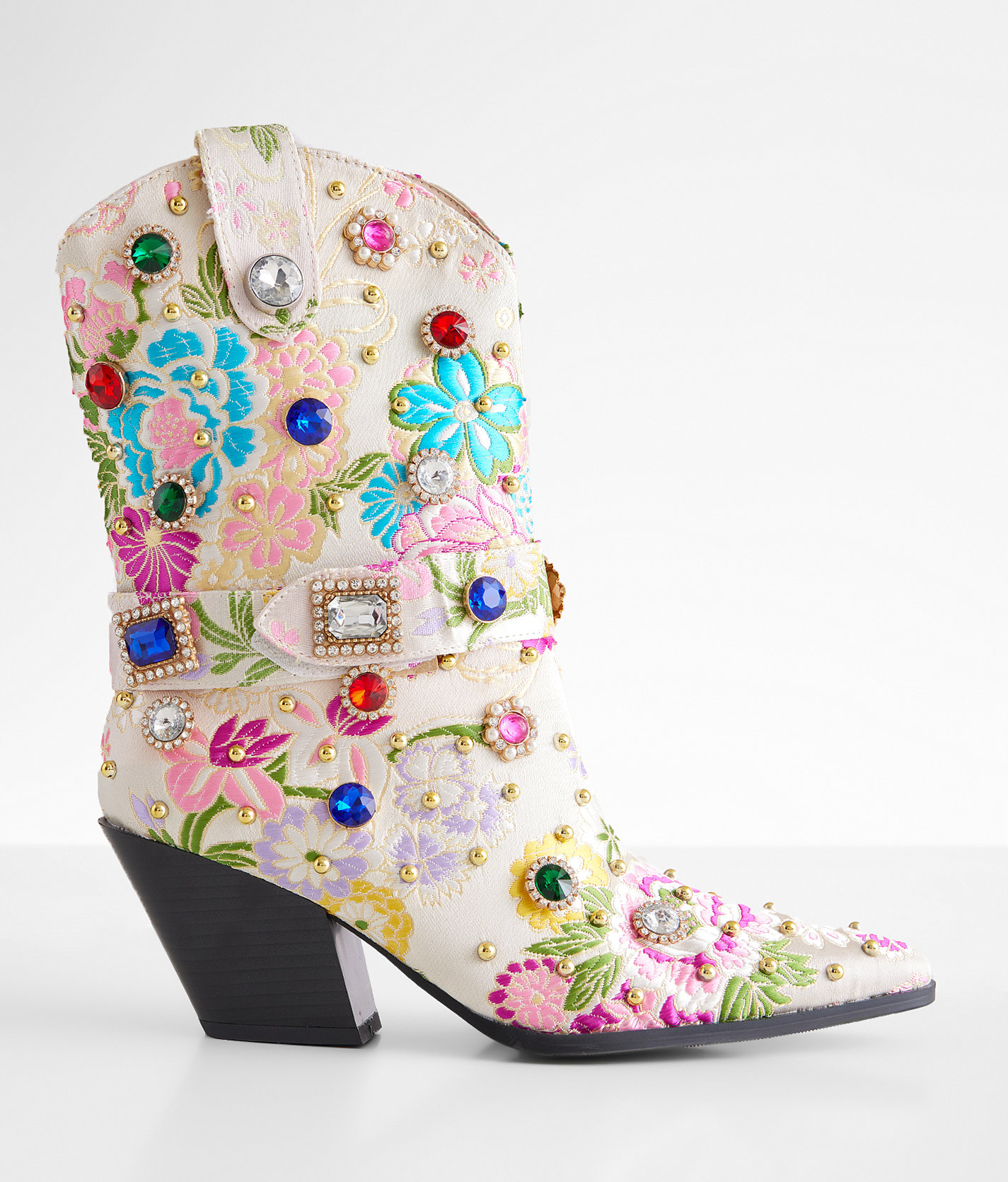 Azalea Wang Diligent Floral Boot - Women's Shoes in Bone