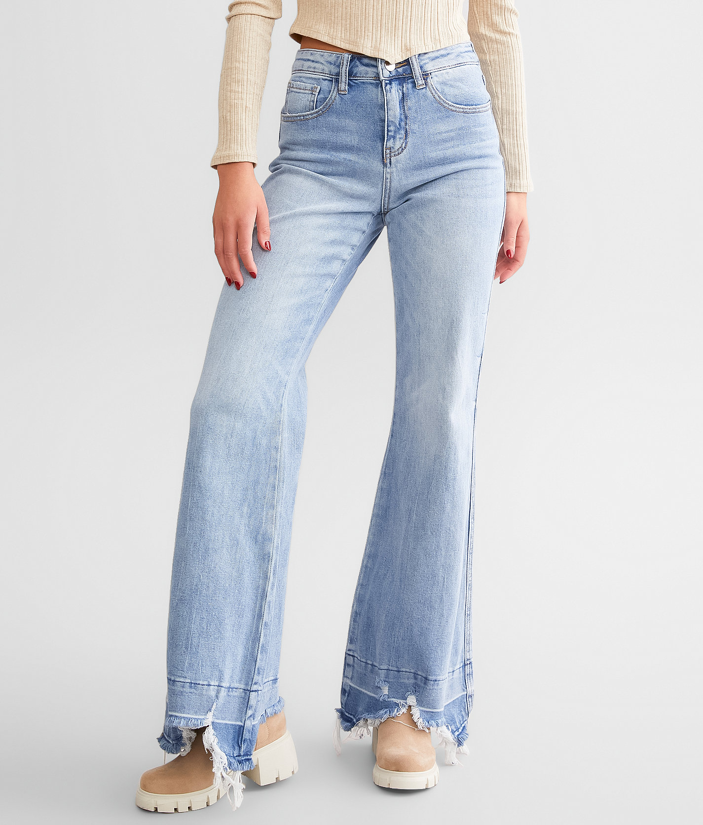 Flying Monkey High Rise Flare Stretch Jean - Women's Jeans in Inpressed