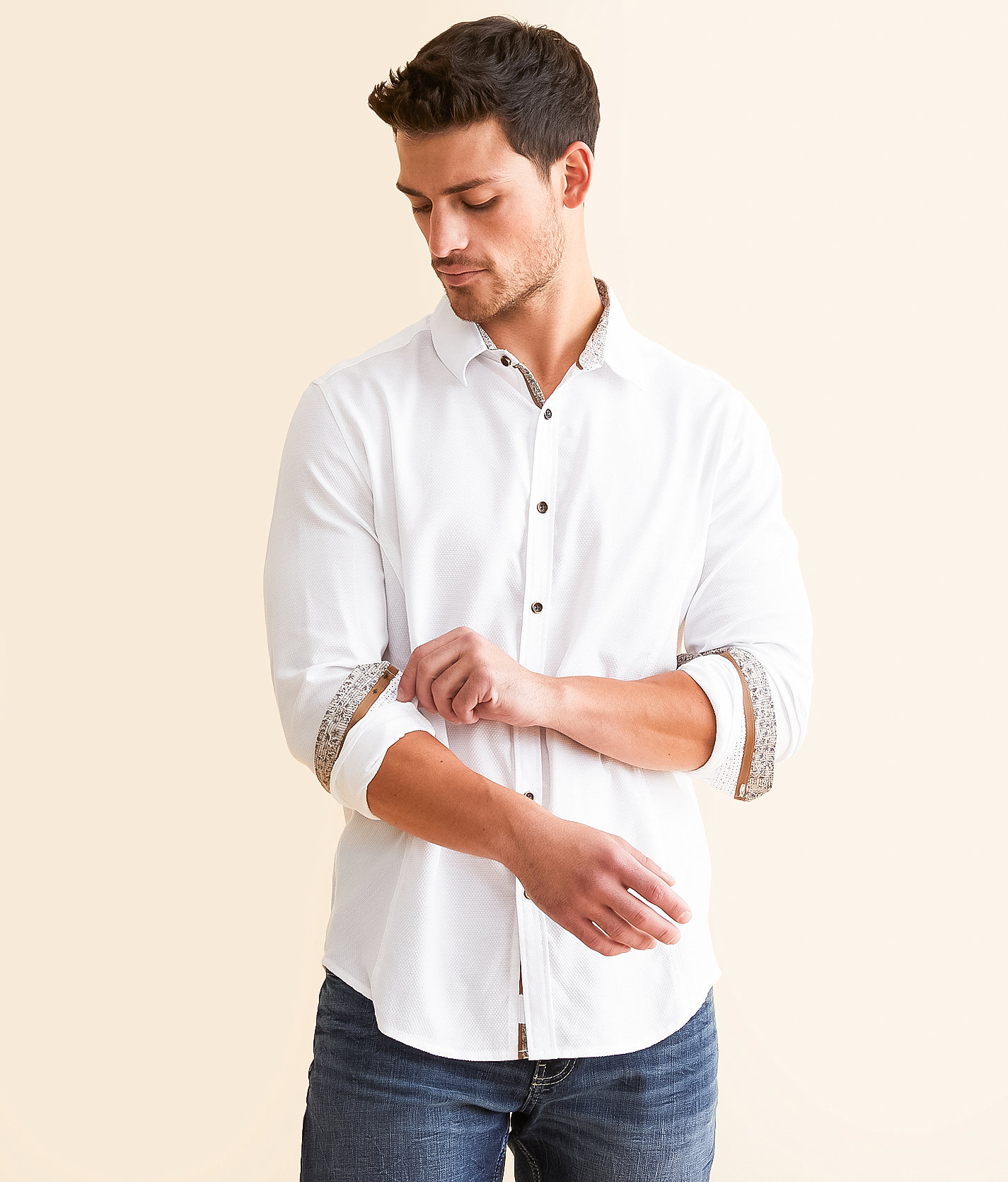 J.B. Holt Textured Stretch Shirt - Men's Shirts in White