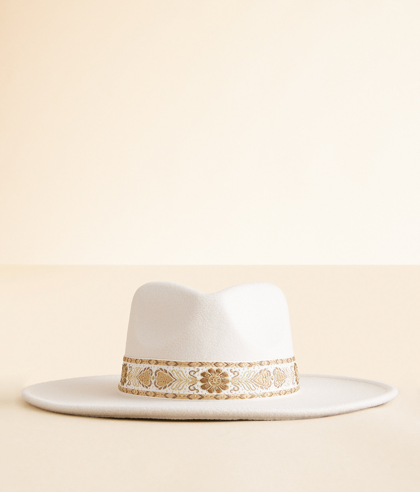 Fame Accessories Metallic Banded Panama Hat - Women's Hats in Ivory