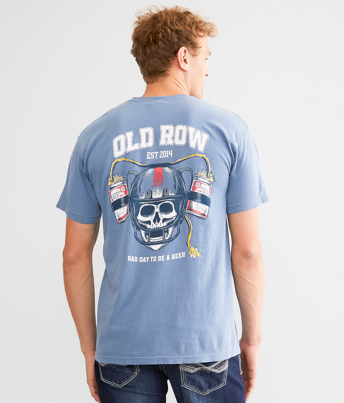 Old Row Beer Helmet T-Shirt - Men's T-Shirts in Blue Jean