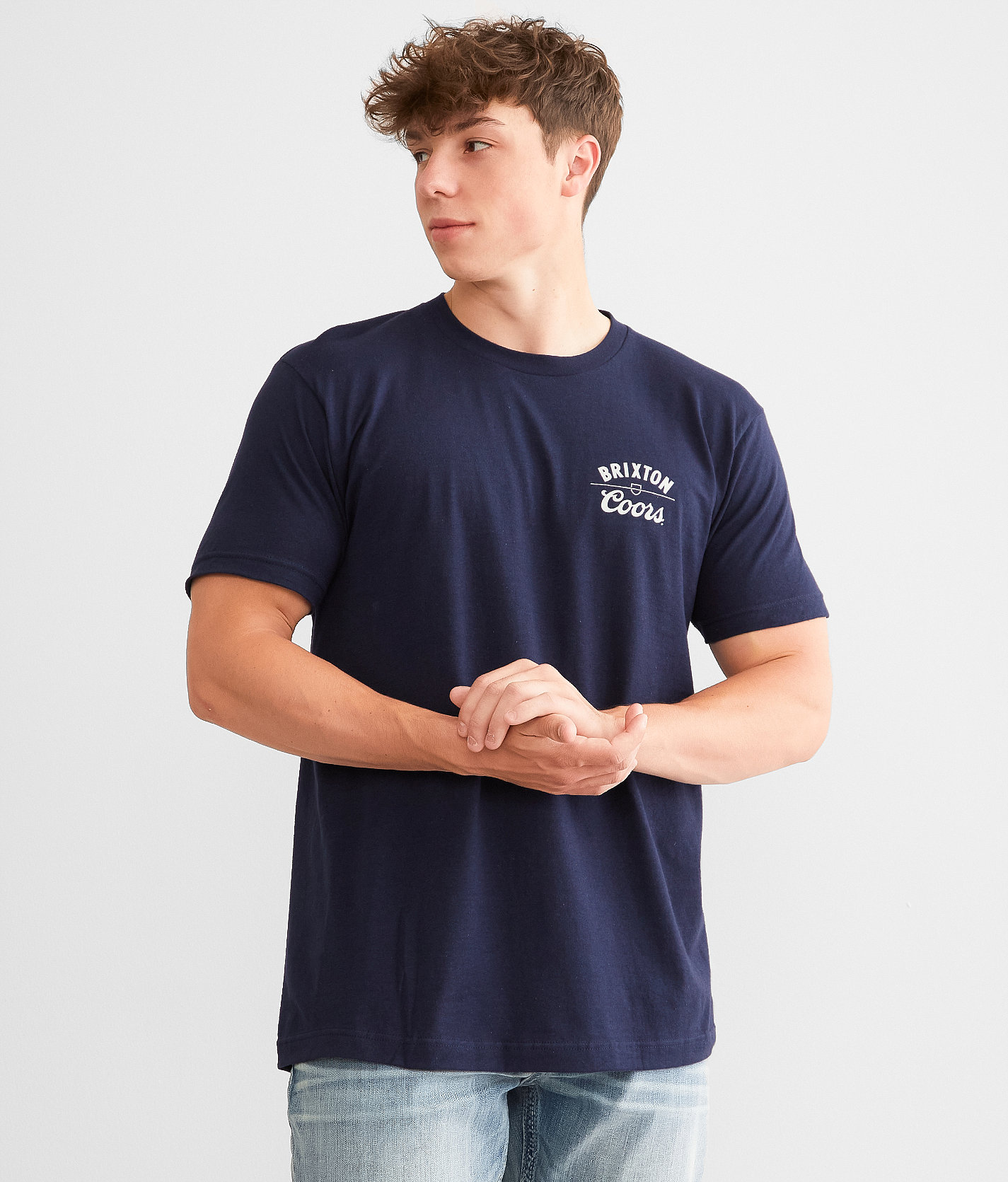 Brixton Coors® Labor T-Shirt - Men's T-Shirts in Navy Off White
