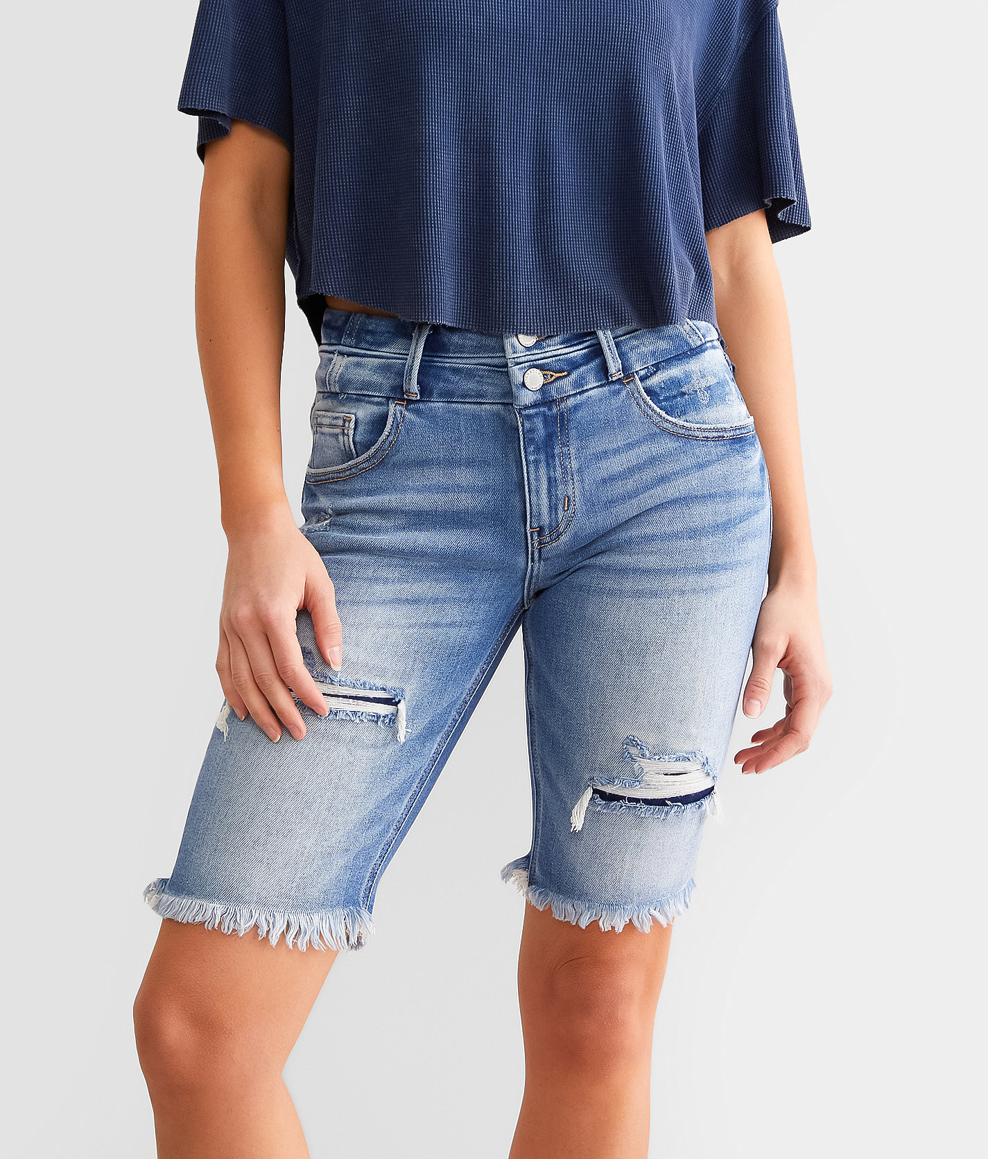 KanCan Signature Mid-Rise Bermuda Stretch Short - Women's Shorts in Sol