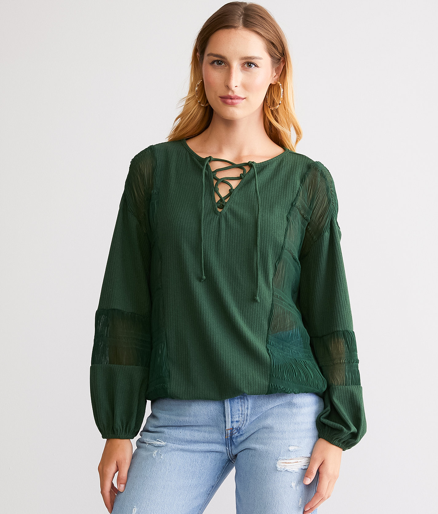 Daytrip Pieced Gauze Top - Women's Shirts & Blouses in Pineneedle