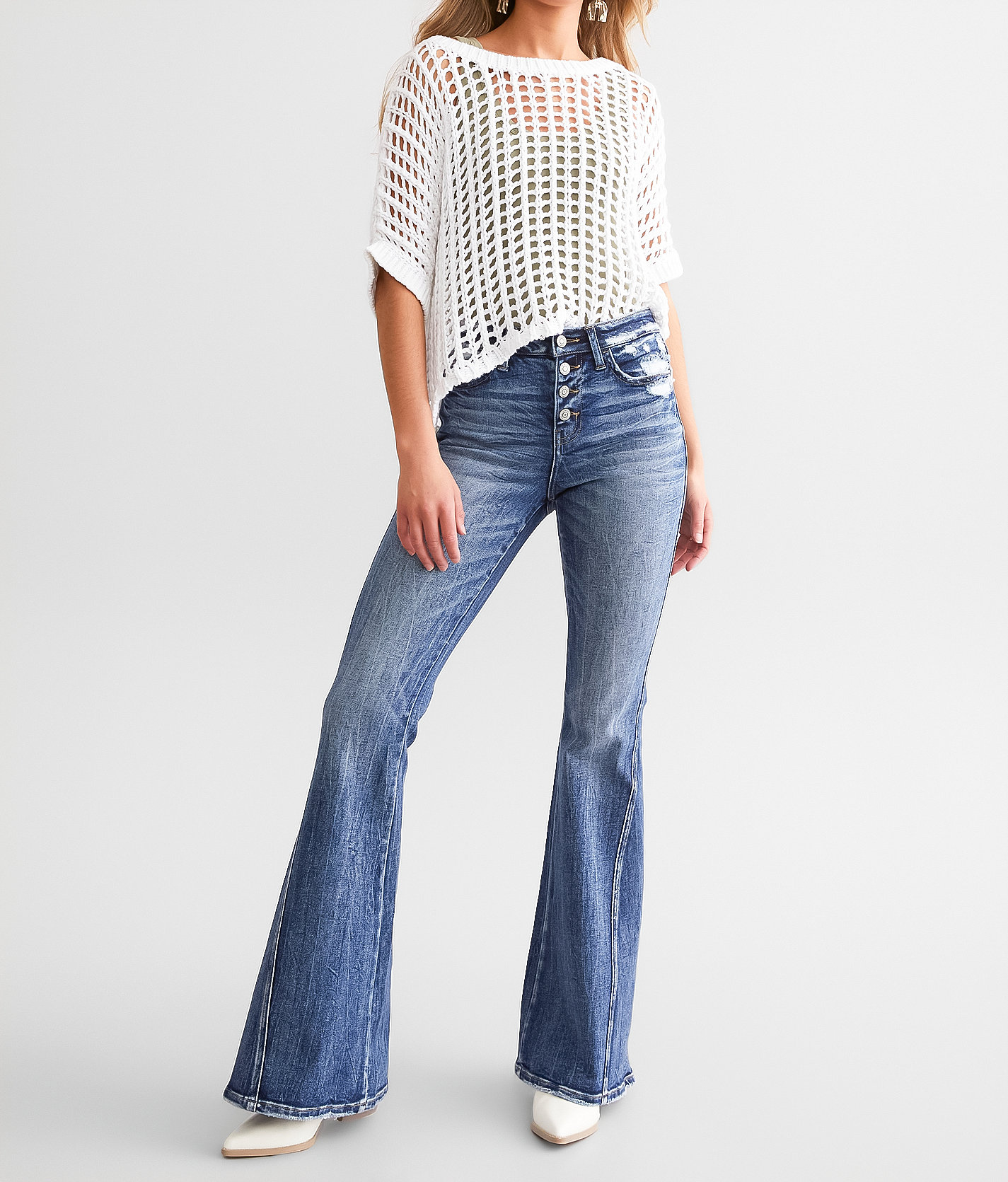 Flying Monkey High Rise Flare Stretch Jean - Women's Jeans in Outperform