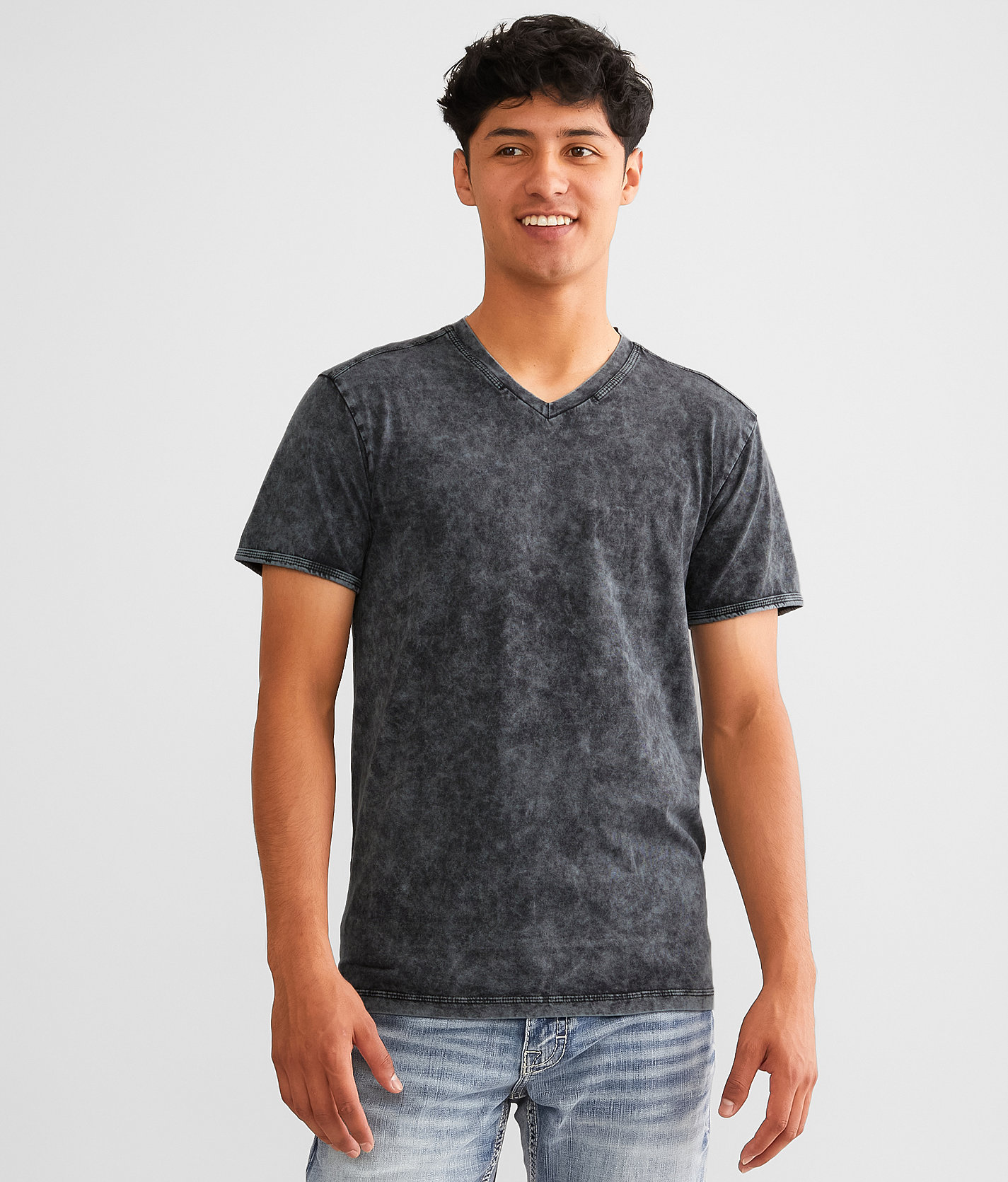 Buckle Black Acid Wash T-Shirt - Men's T-Shirts in Winter Sky Black