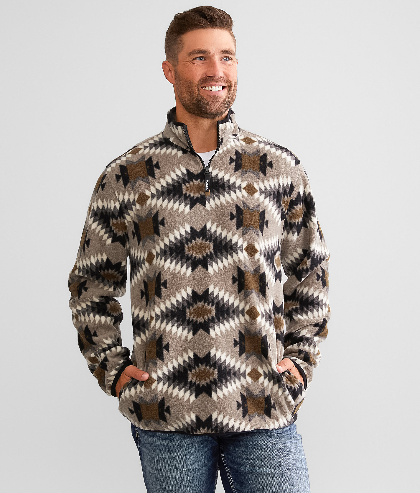 Hurley Riot Windchill Fleece Pullover - Men's Sweatshirts in Brown