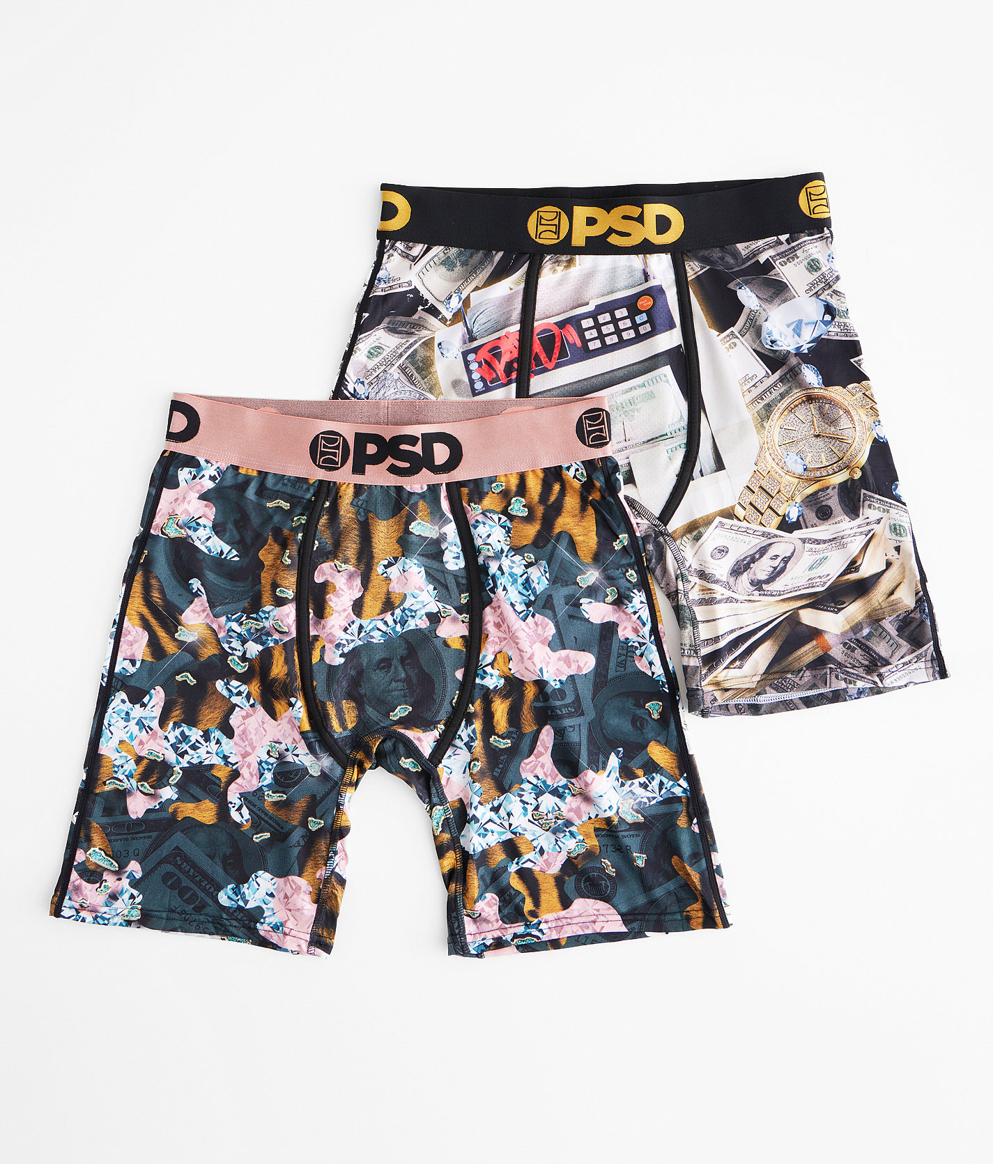 PSD Rich Rich 2 Pack Stretch Boxer Briefs - Men's Boxer Briefs in Multi