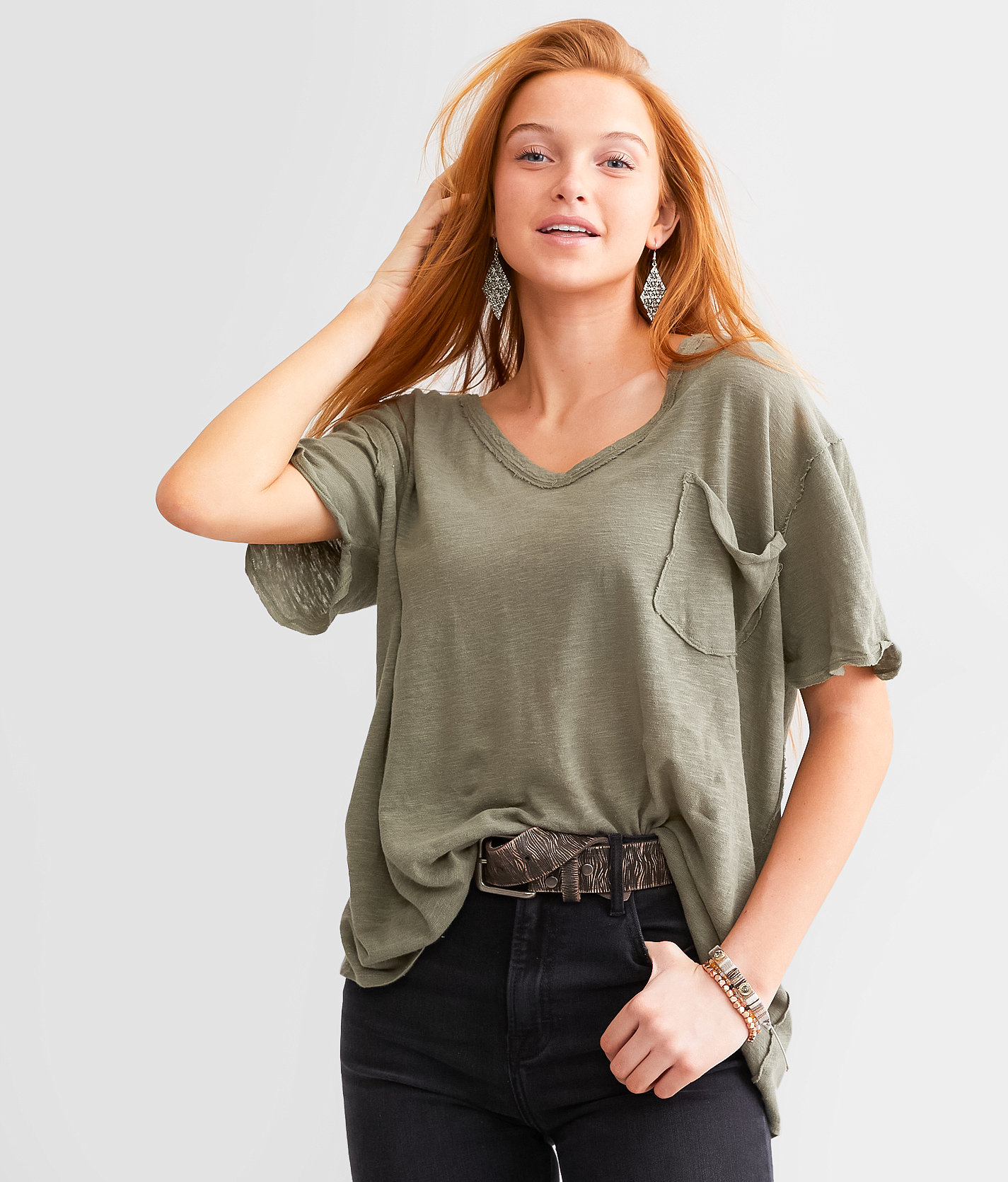 Free People All I Need Oversized T-Shirt - Women's T-Shirts in Dried Basil