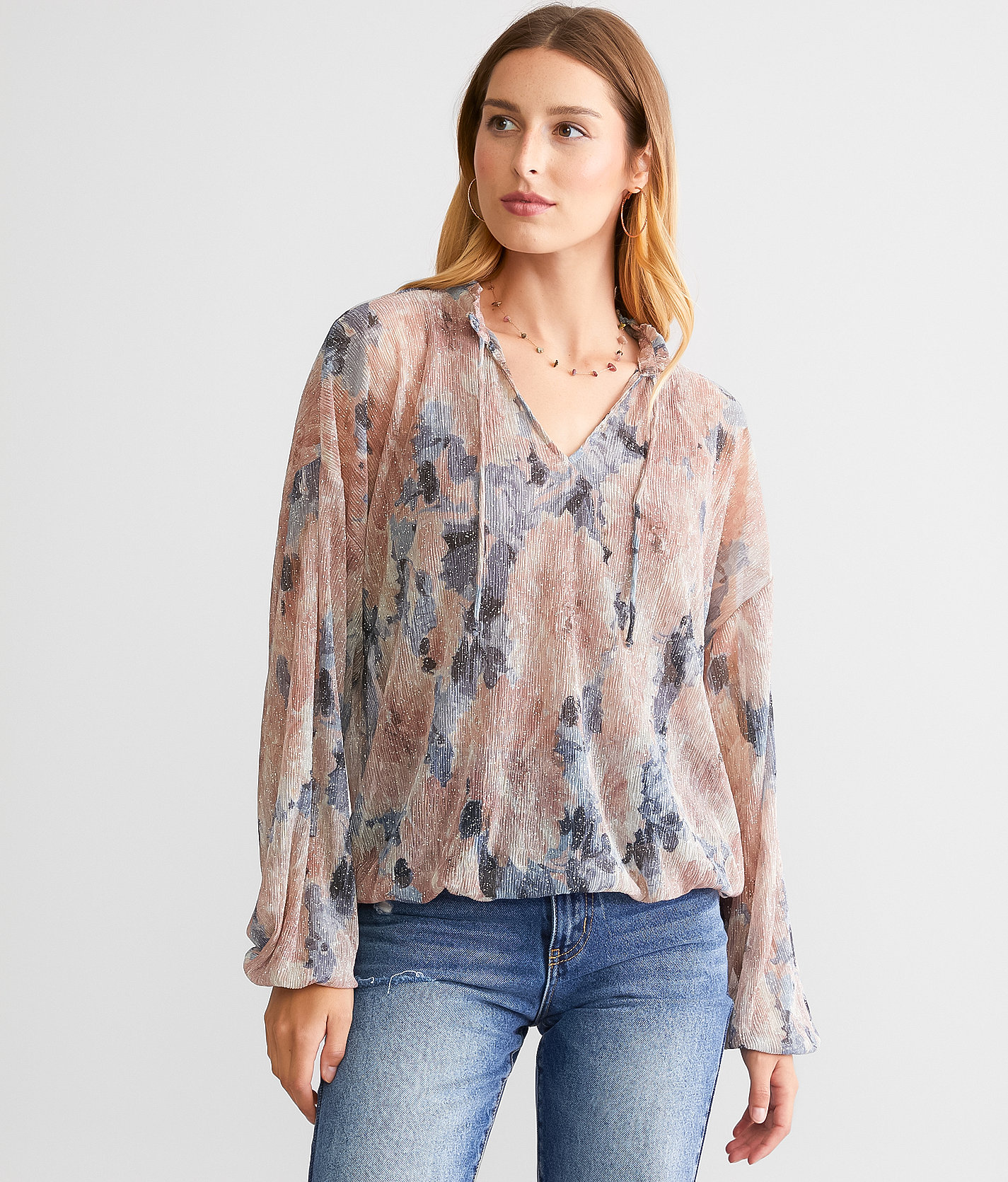 Daytrip Metallic Mesh Top - Women's Shirts & Blouses in Beige