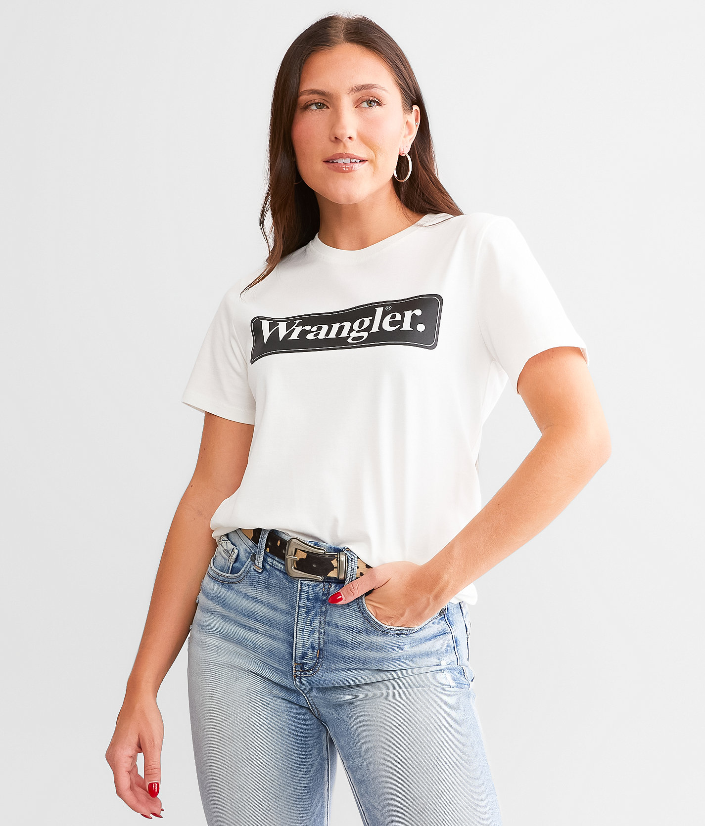 Wrangler® Block Logo T-Shirt - Women's T-Shirts in Worn White