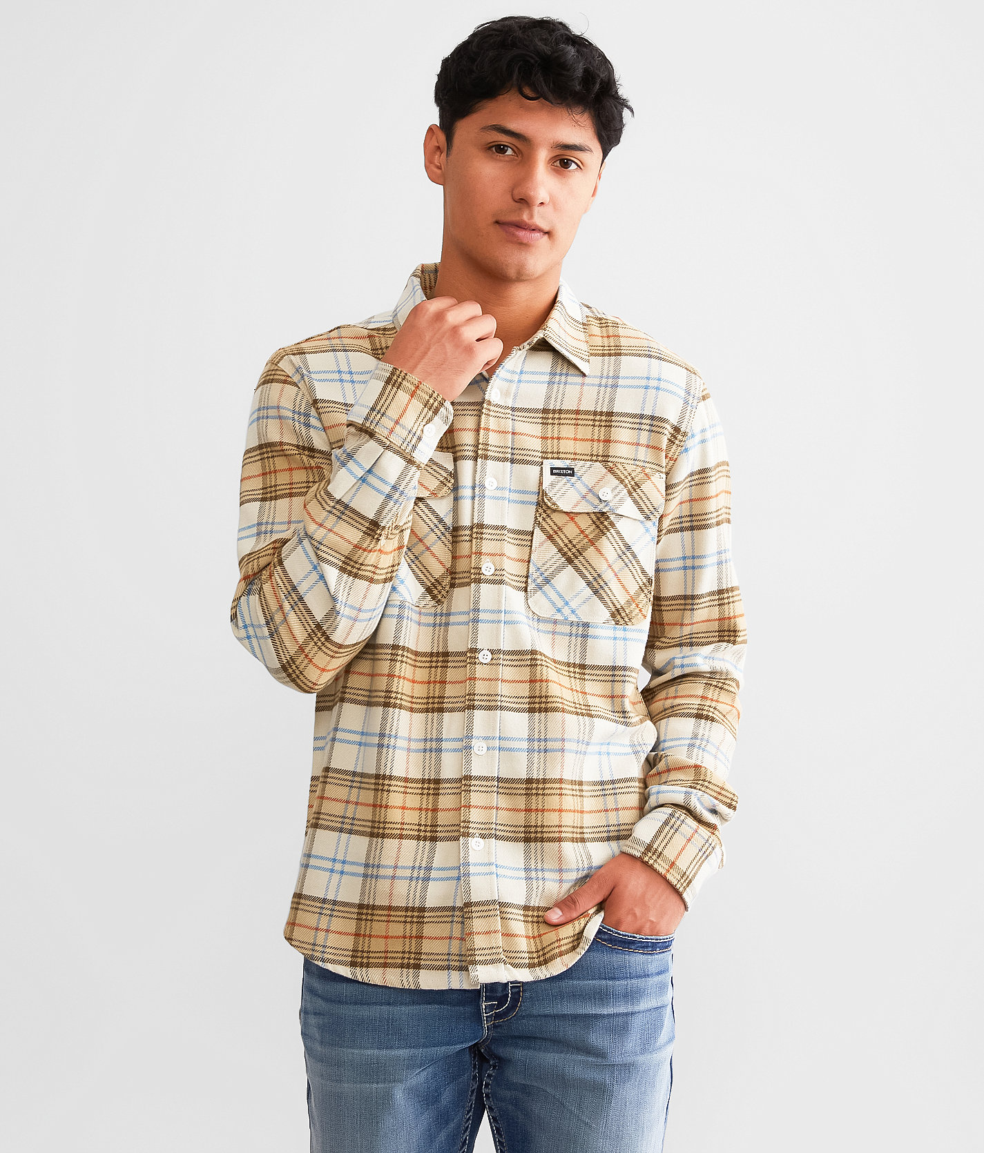 Brixton Bowery Flannel Shirt - Men's Shirts in OffWhiteWhitecapDarkEarth