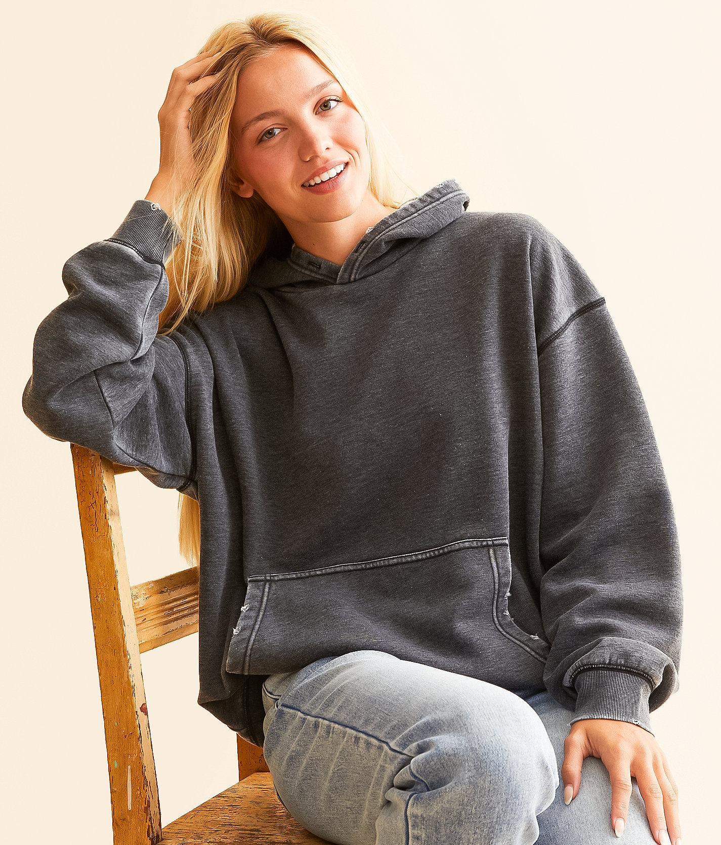 BKE Heathered Knit Hooded Sweatshirt - Women's Sweatshirts in Black