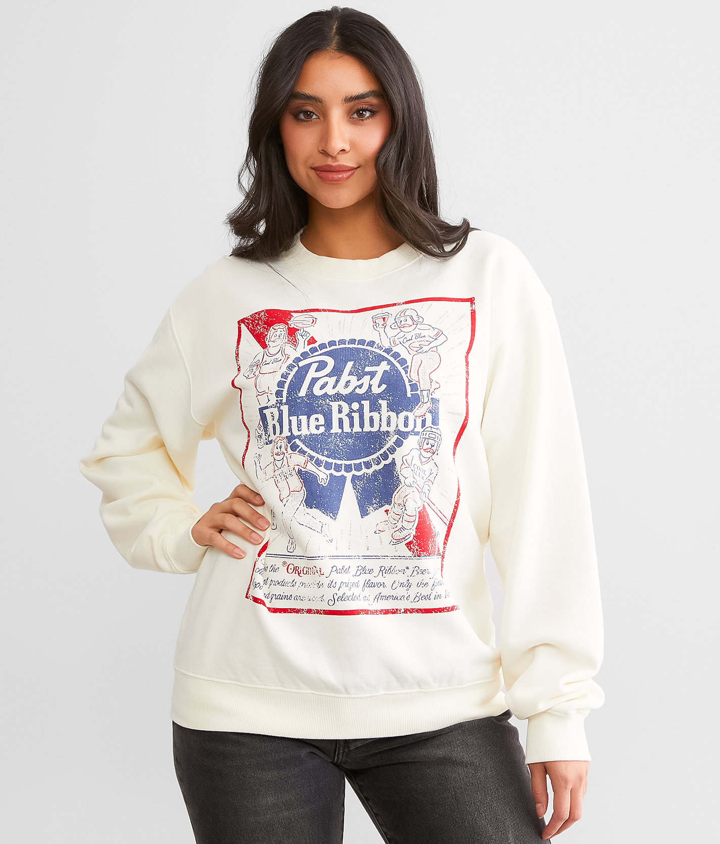Pabst Blue Ribbon® Beer Oversized Pullover - Women's Sweatshirts in Washed Solitary Star