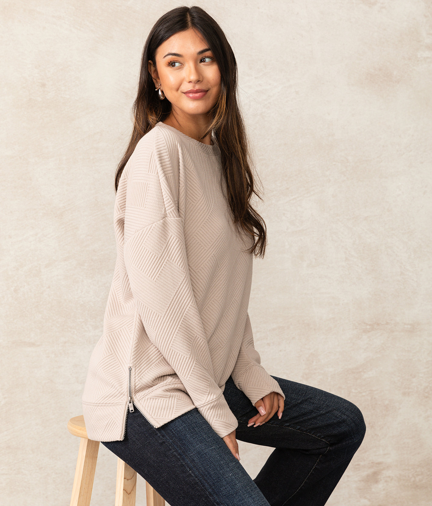 Buckle Black Monroe Chevron Pullover - Women's Activewear in Light Taupe