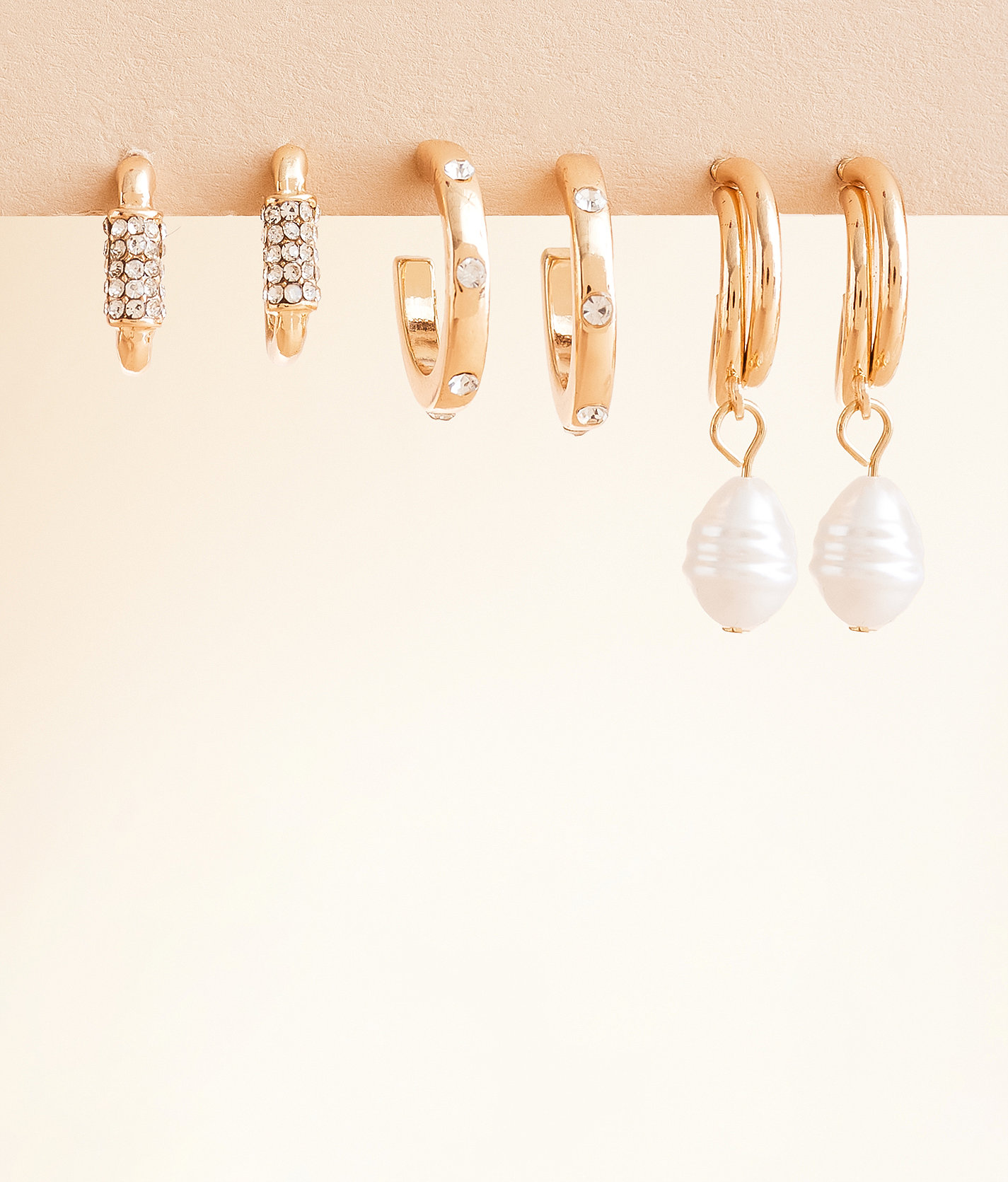 boutique by BKE 3 Pack Mixed Hoop Earring Set - Women's Jewelry in Gold