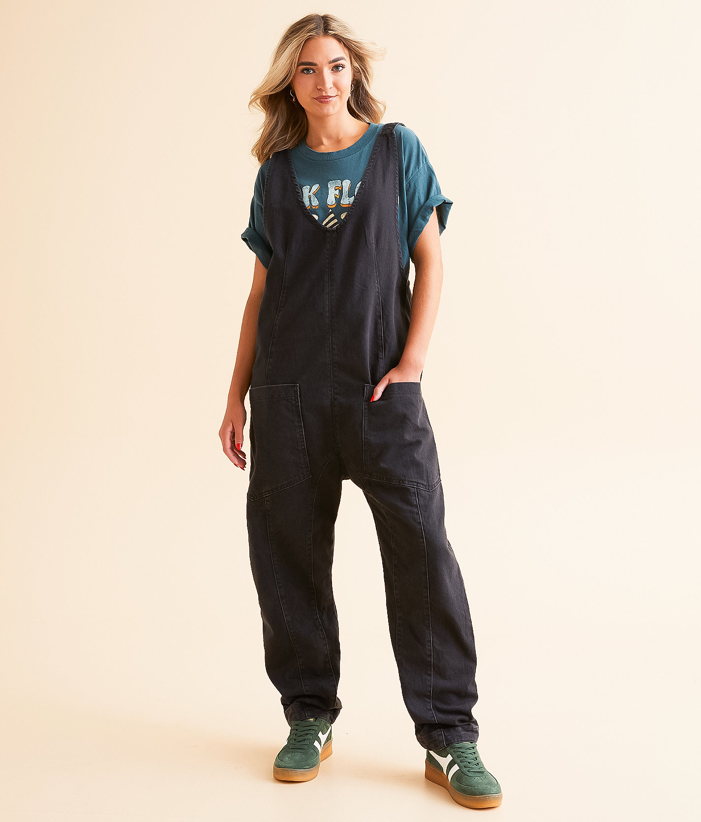 Free People High Roller Overall Denim Jumpsuit - Women's Rompers & Jumpsuits in Mineral Black