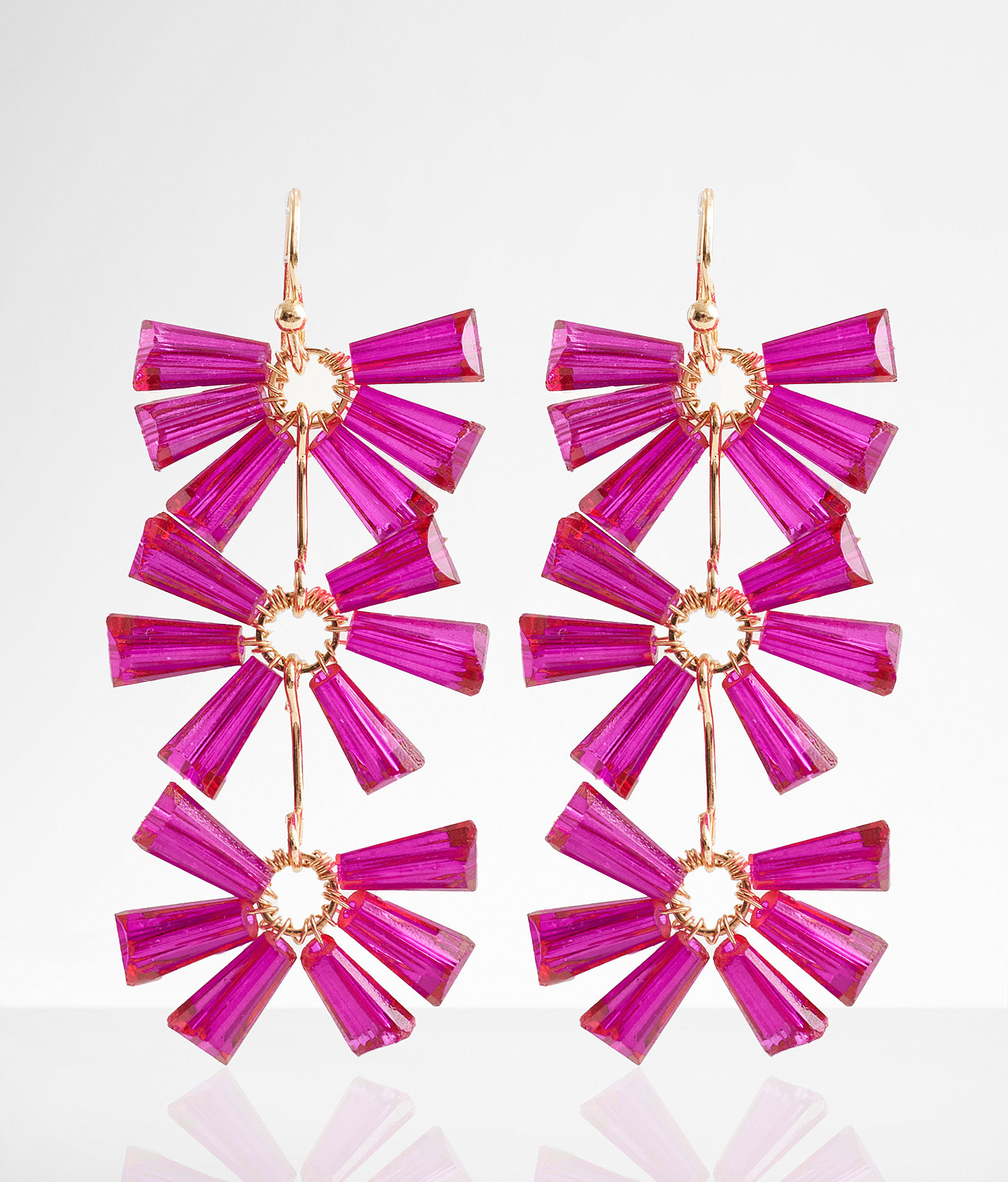 boutique by BKE Beaded Drop Earring - Women's Jewelry in Magenta