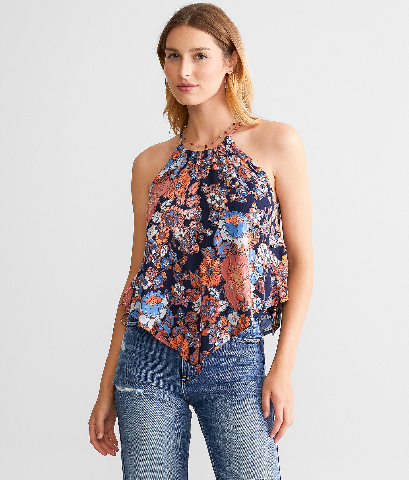 Angie High Neck Tank Top - Women's Tank Tops in Navy