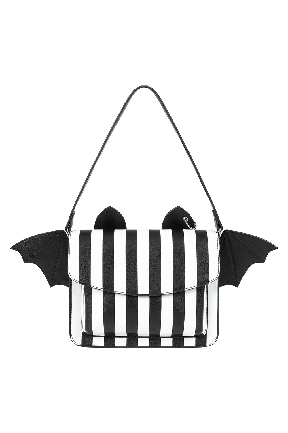 Strangeling Striped Batwing Crossbody Bag [Black/White]