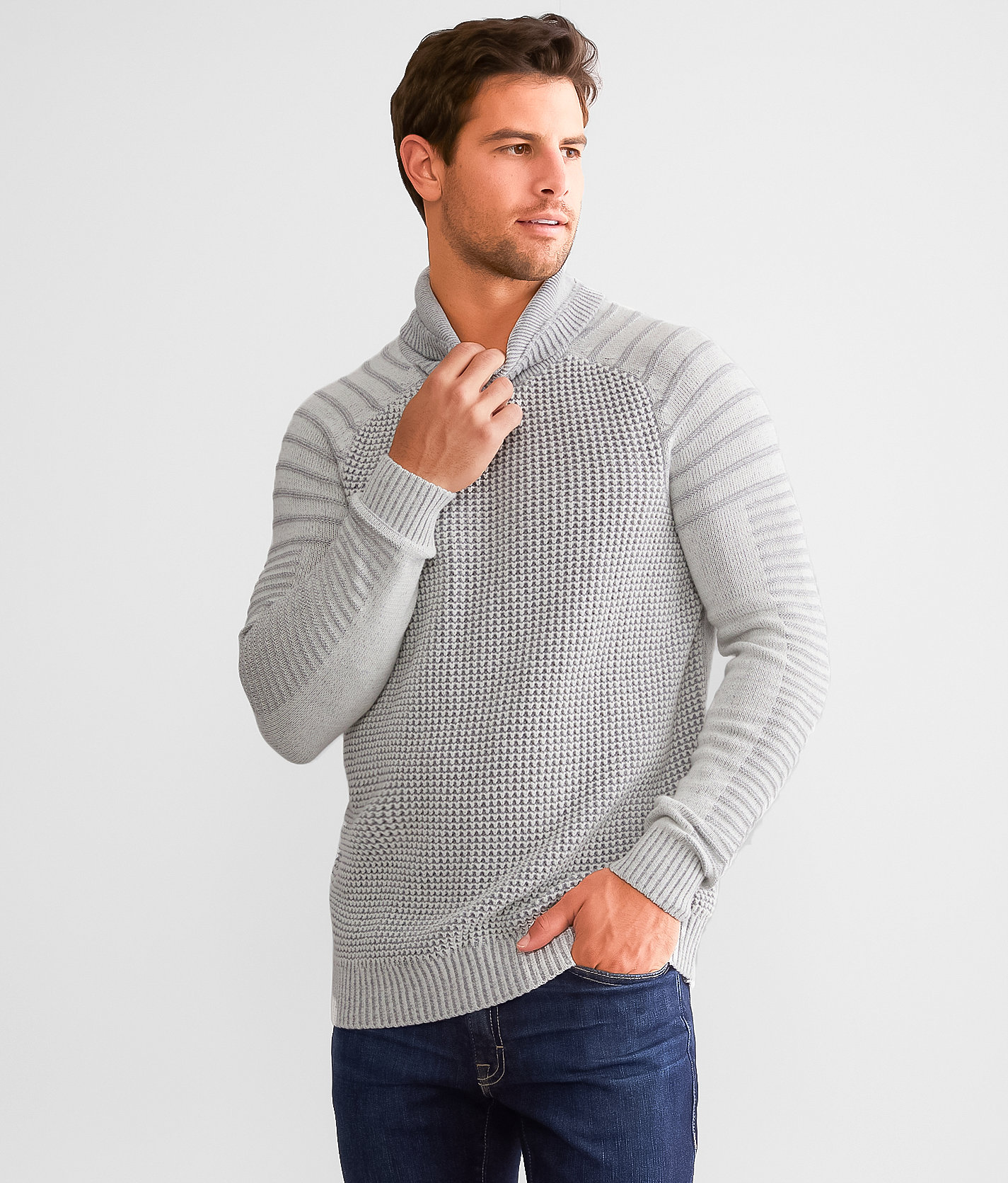 Outpost Makers Funnel Neck Sweater - Men's Sweaters in Shell Heather