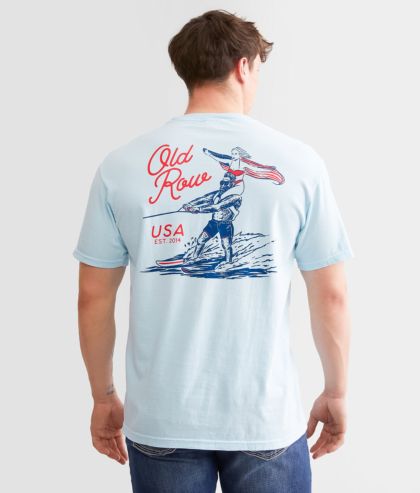 Old Row Big Foot Water Ski T-Shirt - Men's T-Shirts in Chambray