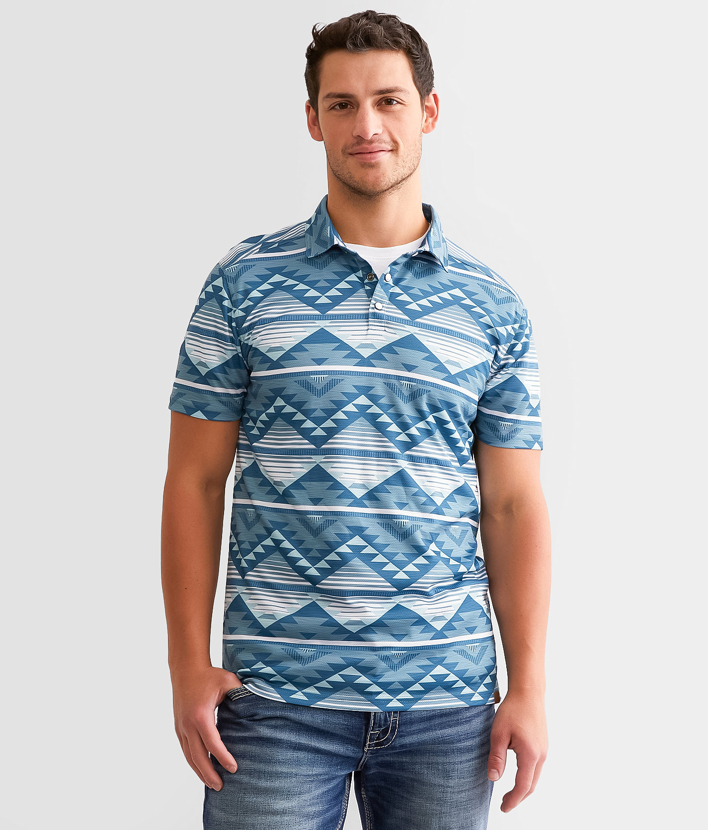 Gentry County Western Performance Polo - Men's Polos in Blue