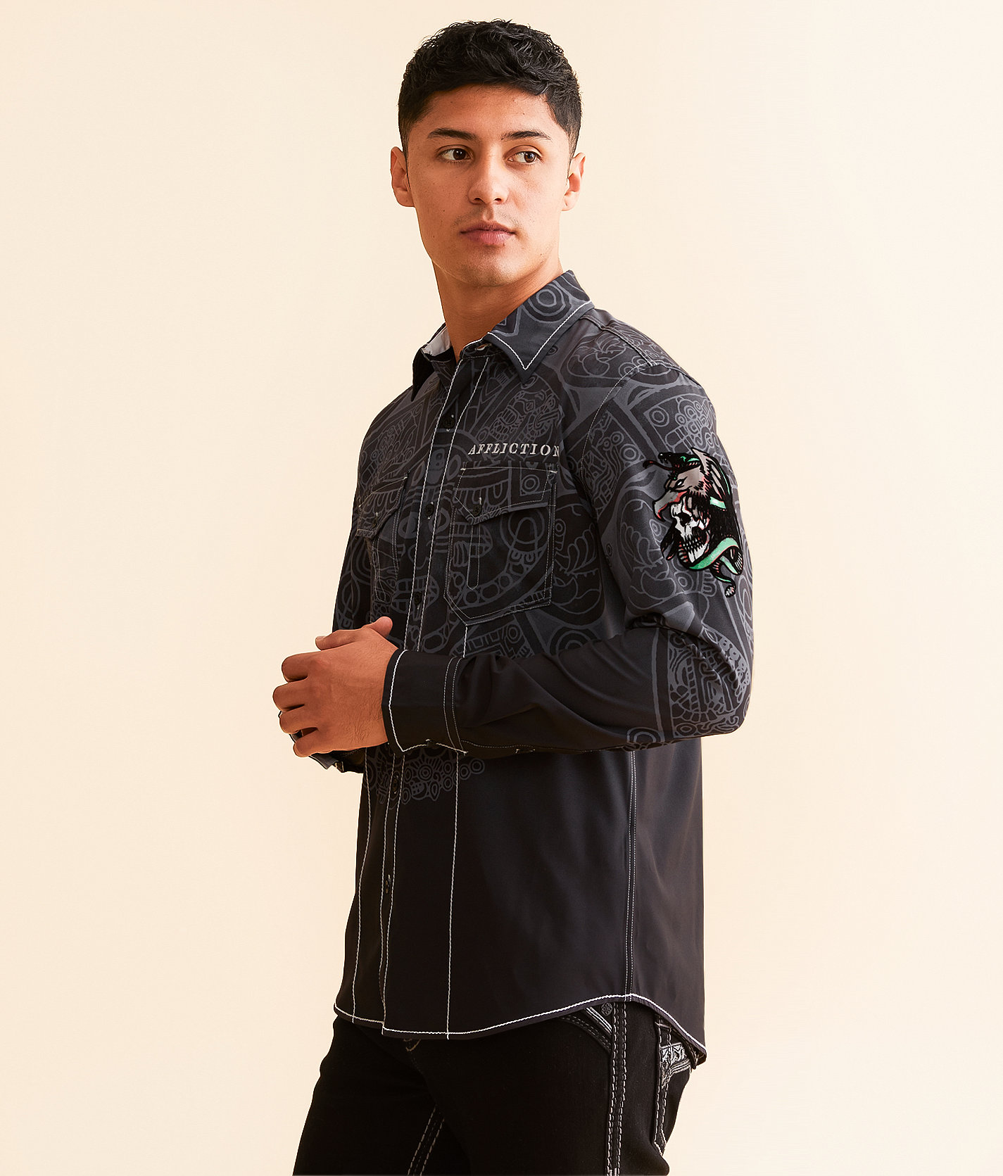 Affliction El Dorado Stretch Shirt - Men's Shirts in Black