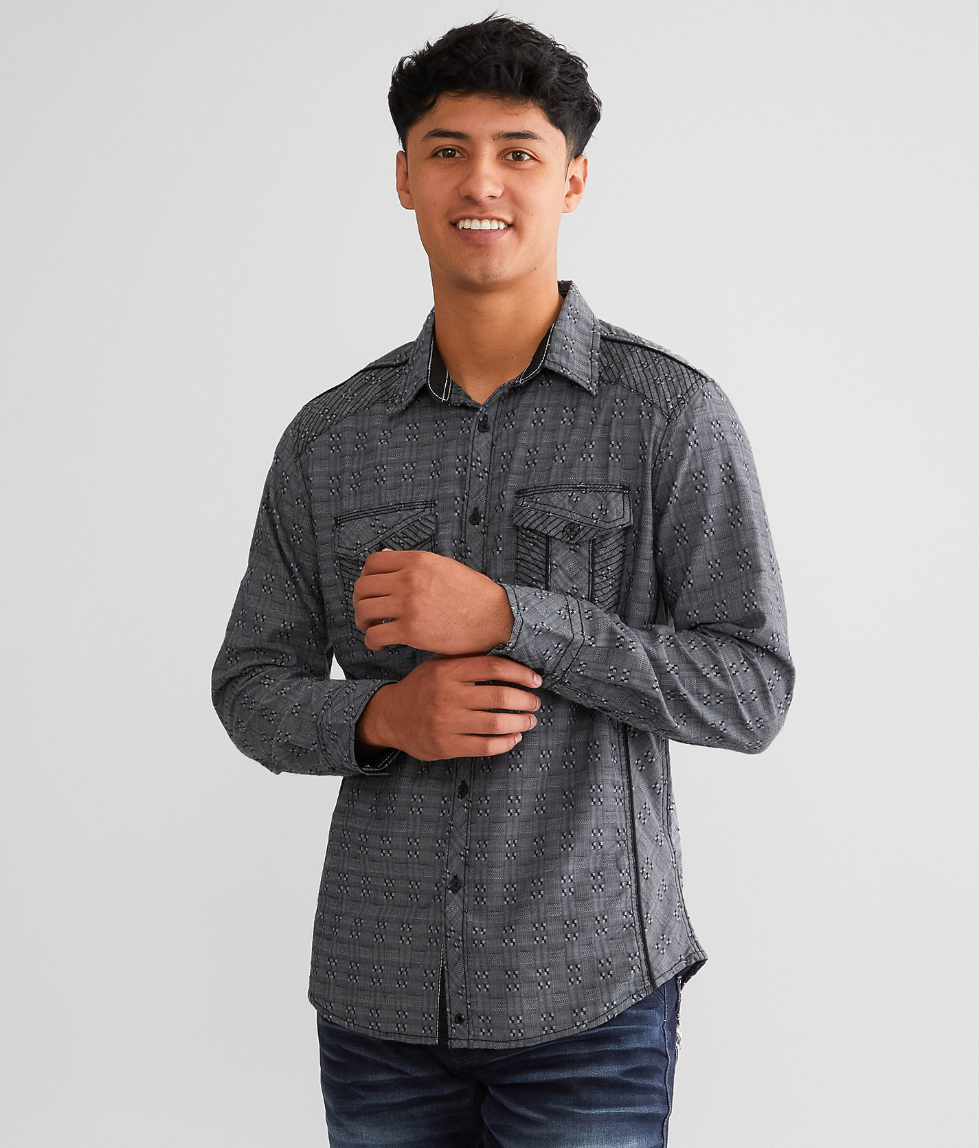 Buckle Black Standard Shirt - Men's Shirts in Grey Black