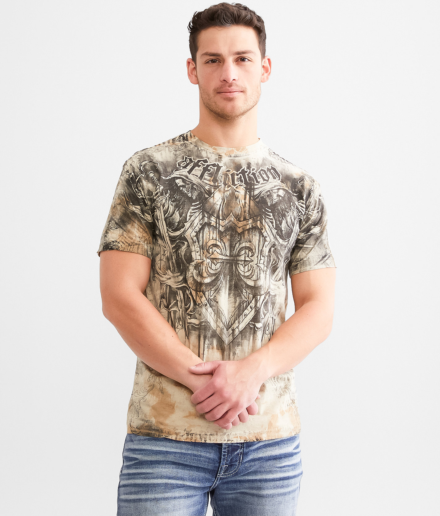 Affliction Misguided Saint T-Shirt - Men's T-Shirts in Sand Crystal Wash