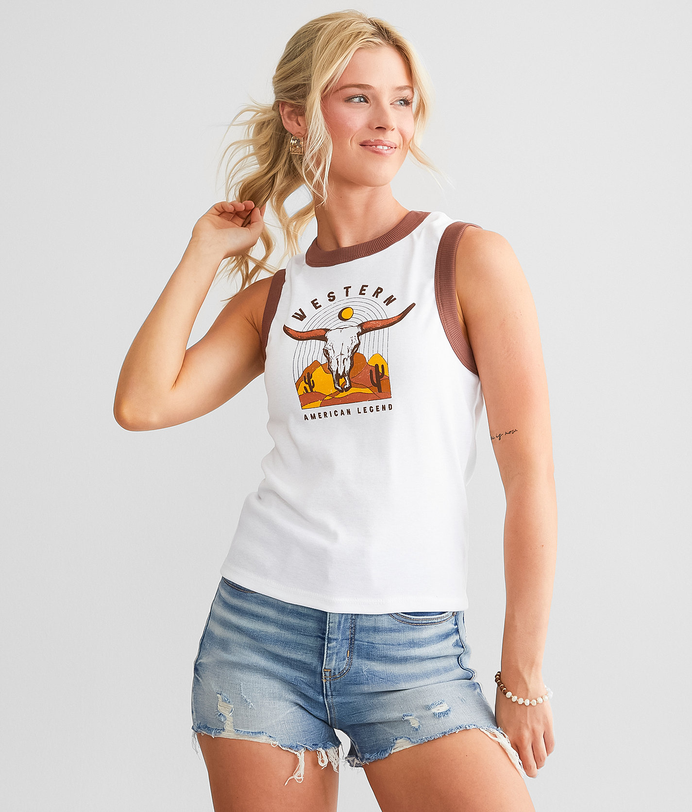 Modish Rebel Western American Tank Top - Women's Tank Tops in White