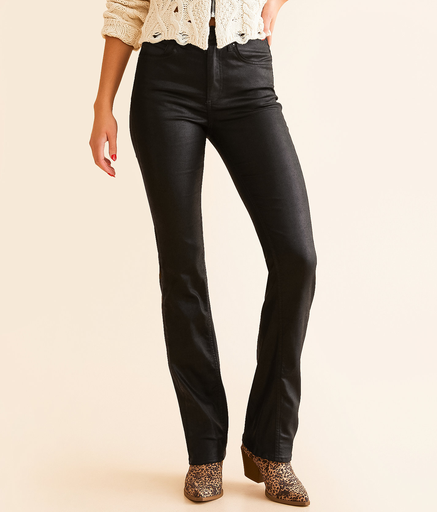 Free People Xena Coated Stretch Pant - Women's Pants in Ethereal Black
