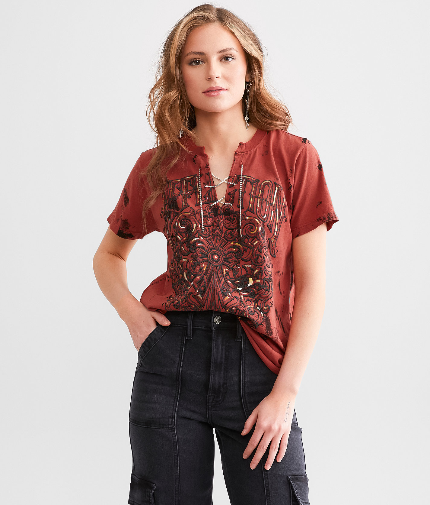Affliction Solution T-Shirt - Women's T-Shirts in Rust