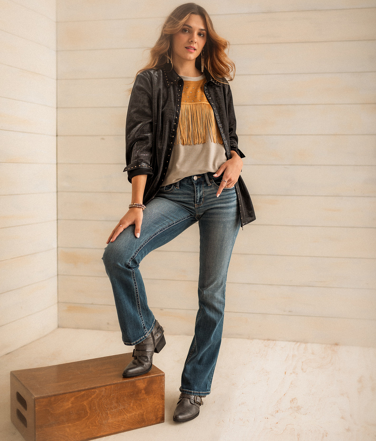 Sterling & Stitch Sheer Metallic Blouse - Women's Shirts & Blouses in Black