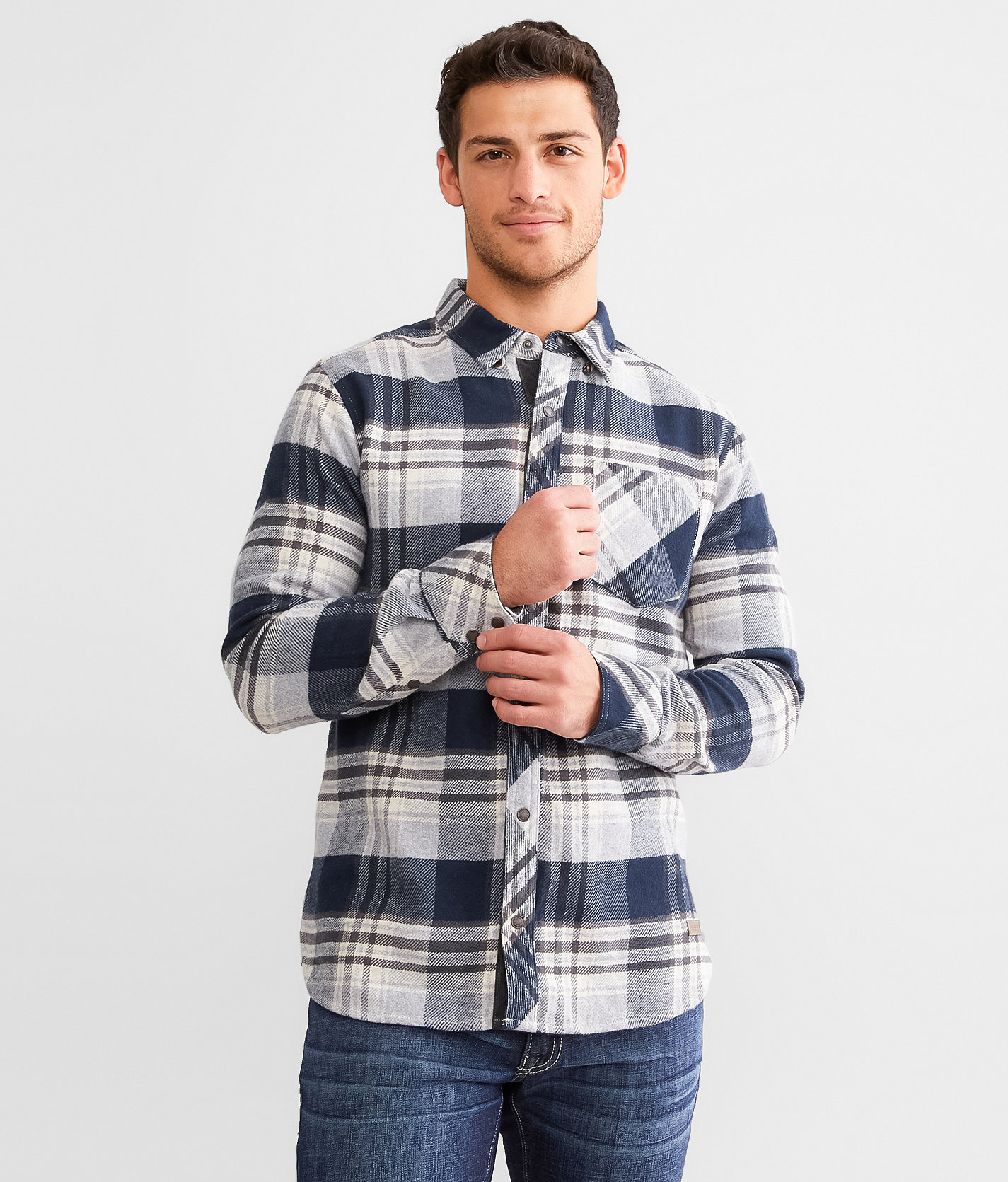 Outpost Makers Plaid Flannel Shirt - Men's Shirts in Cream Navy