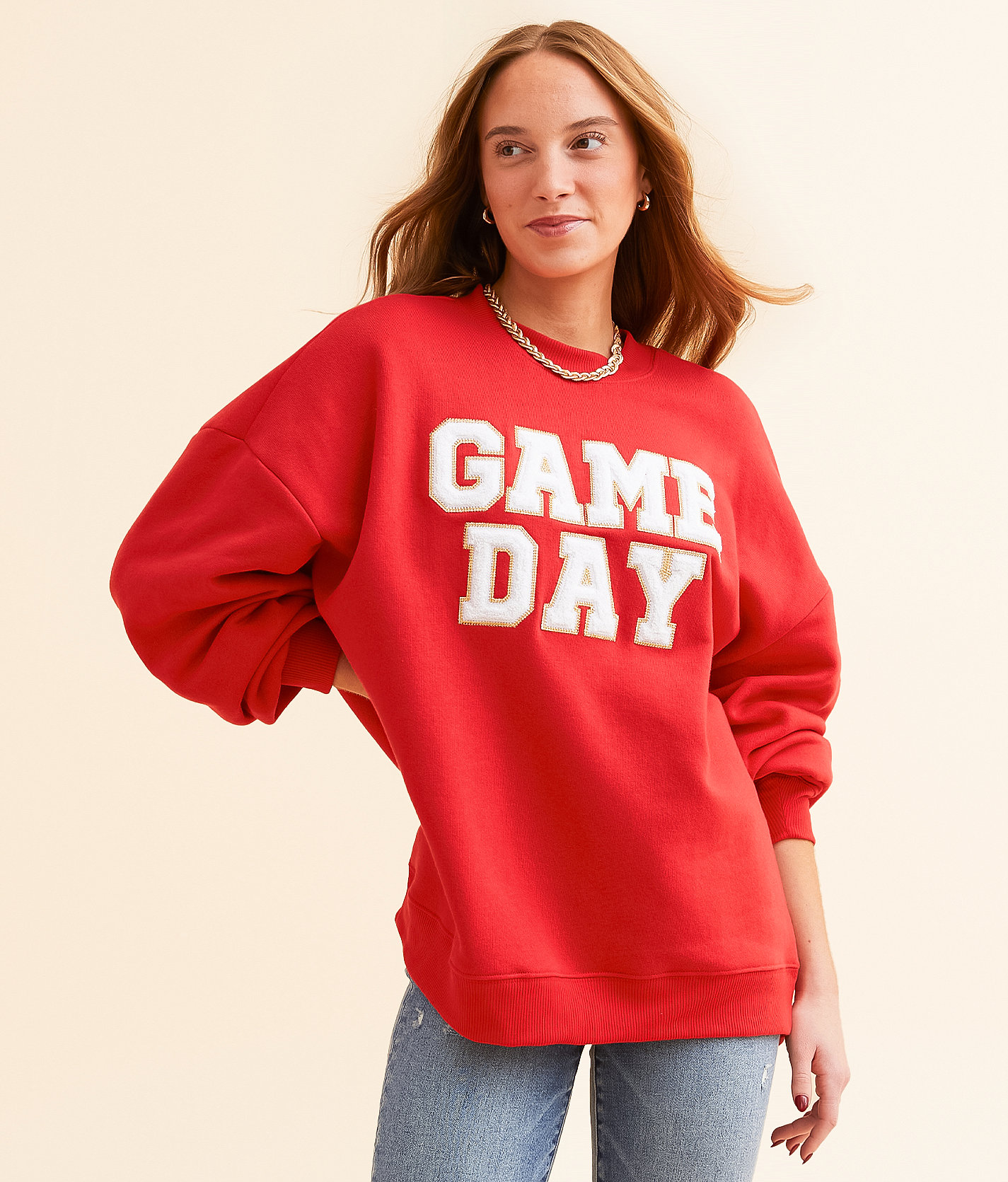 DH Apparel Game Day Oversized Pullover - Women's Sweatshirts in Formula One