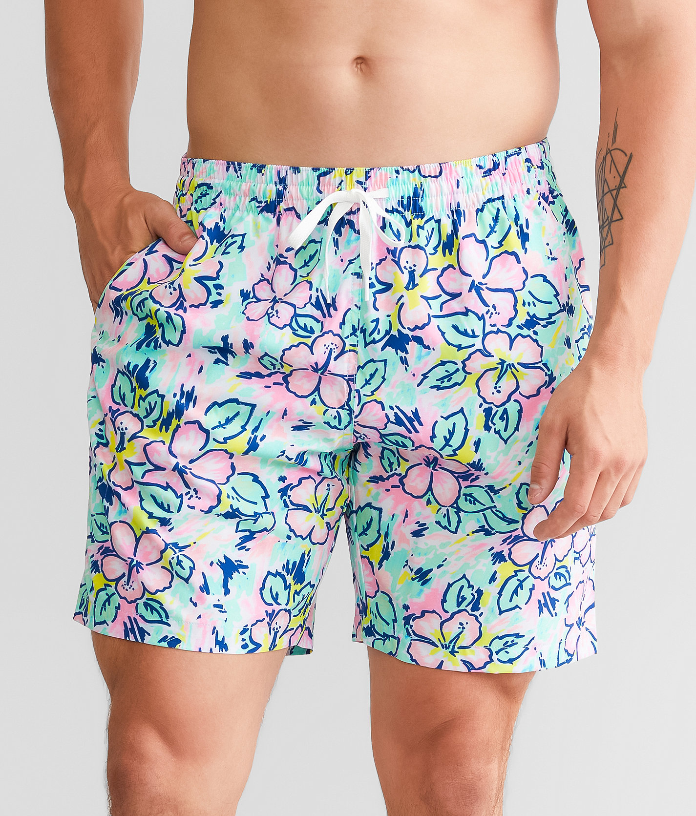 Chubbies The Vacation Blooms Stretch Swim Trunks - Men's Swimwear in Light Pastel Mint